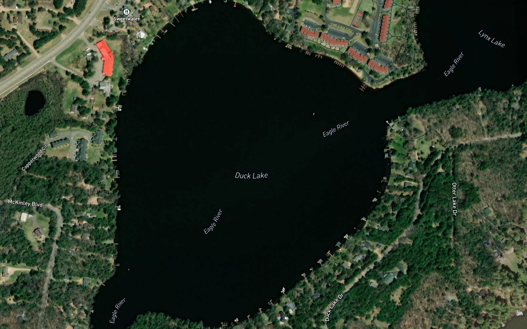 Satellite map of the Duck Lake