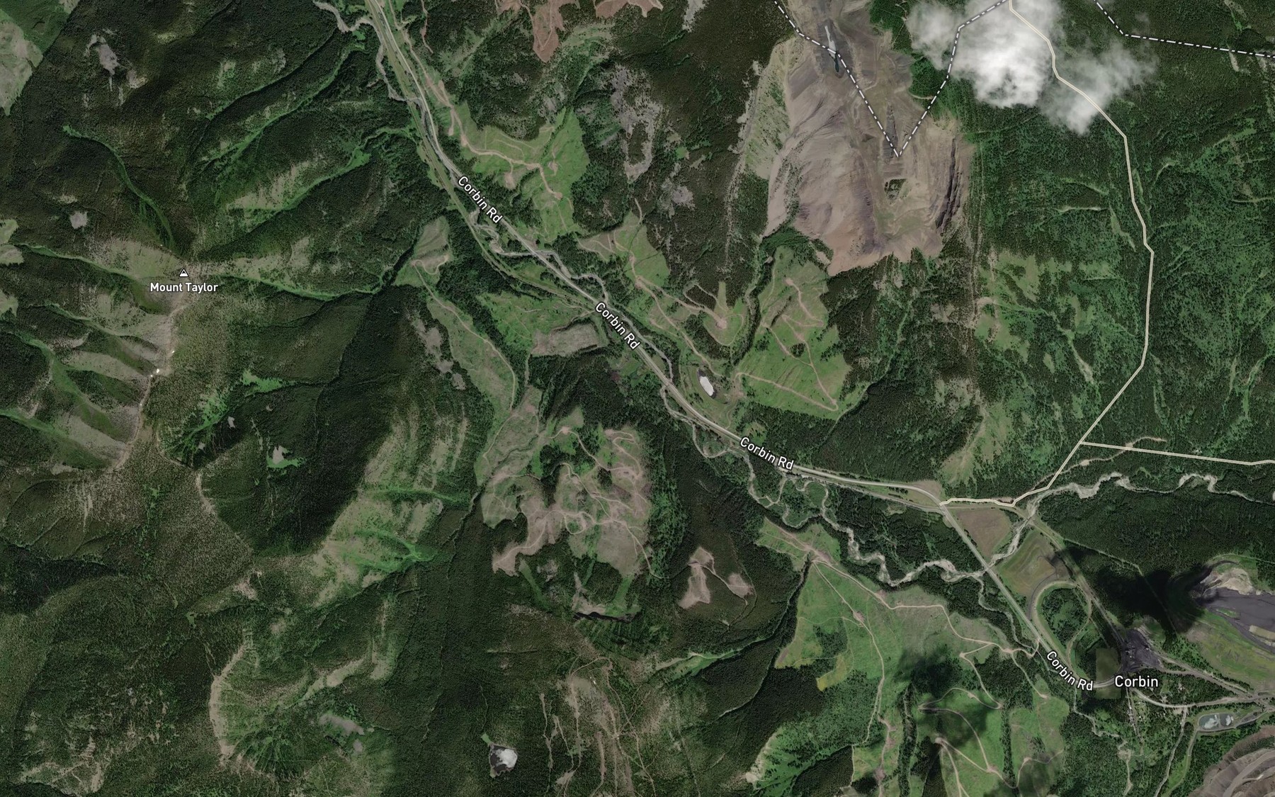 Satellite map of the Tent Creek