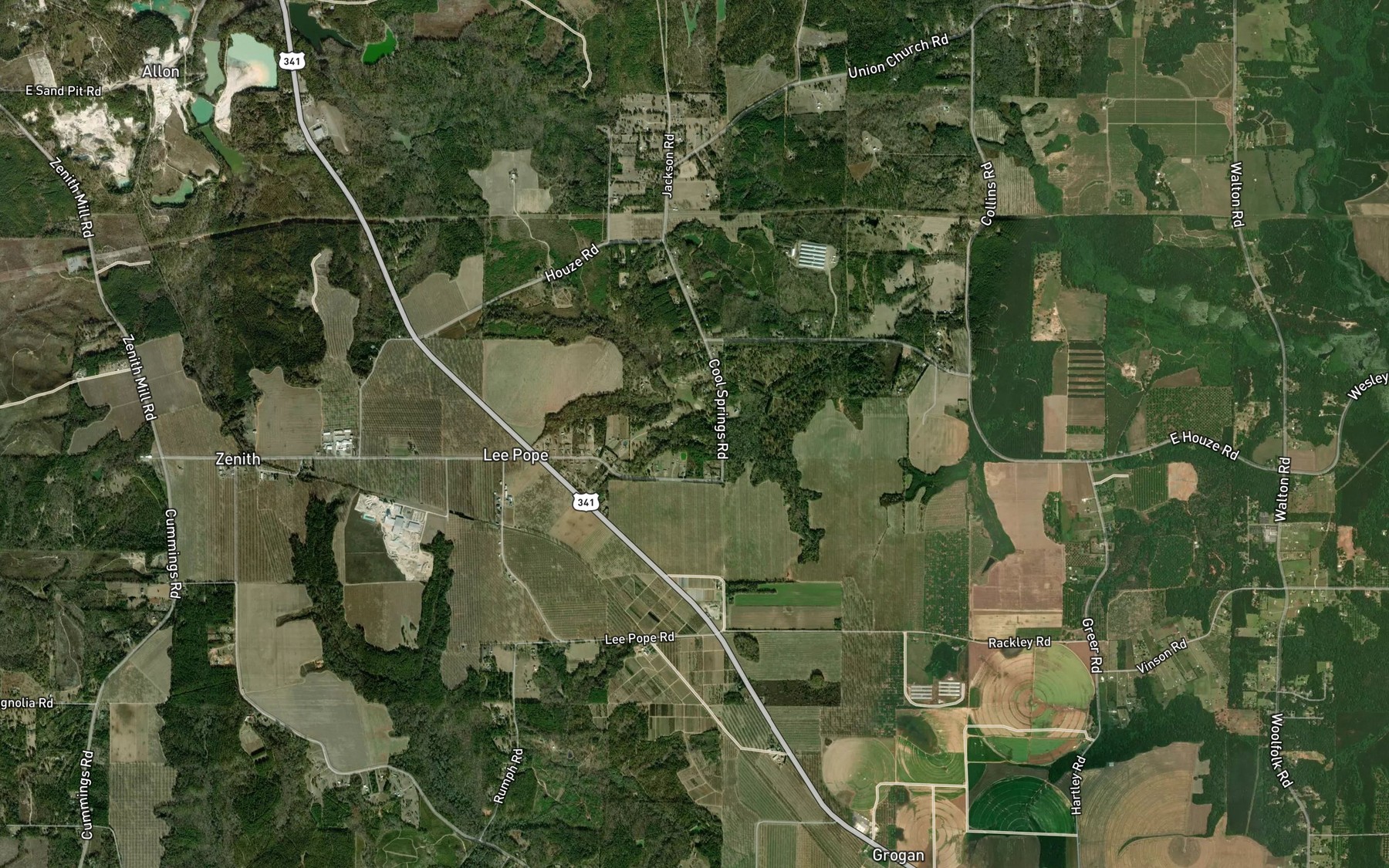 Satellite map of the Pierceson Lake