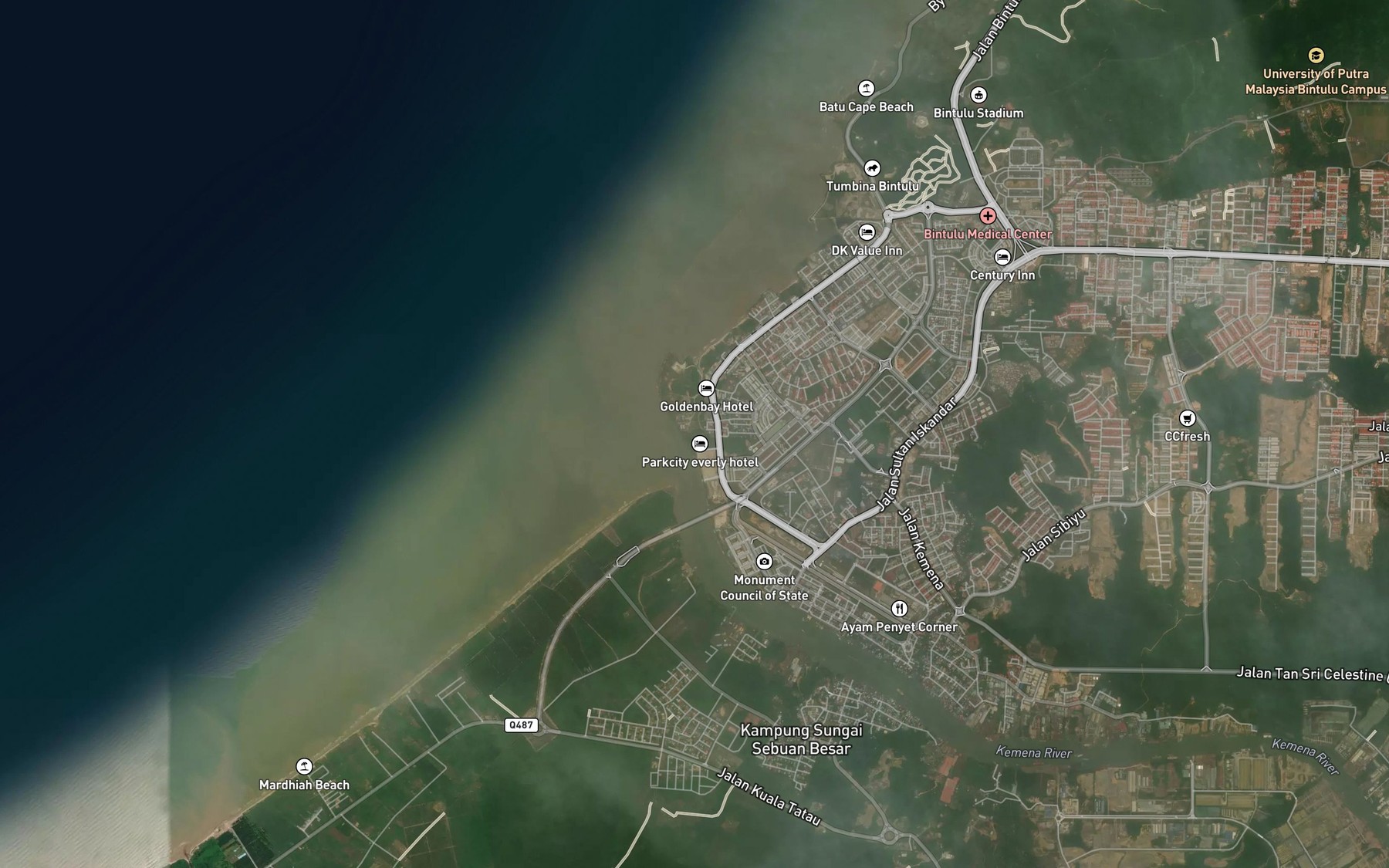 Satellite map of the Kuala Bintulu