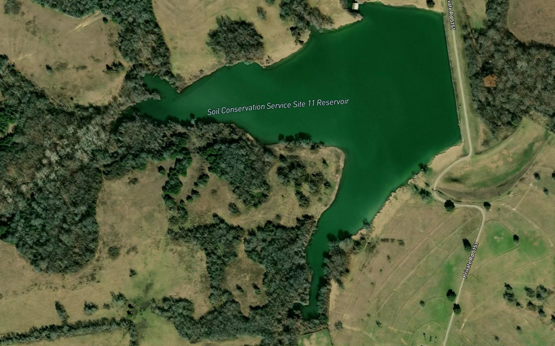 Satellite map of the Soil Conservation Service Site 11 Reservoir
