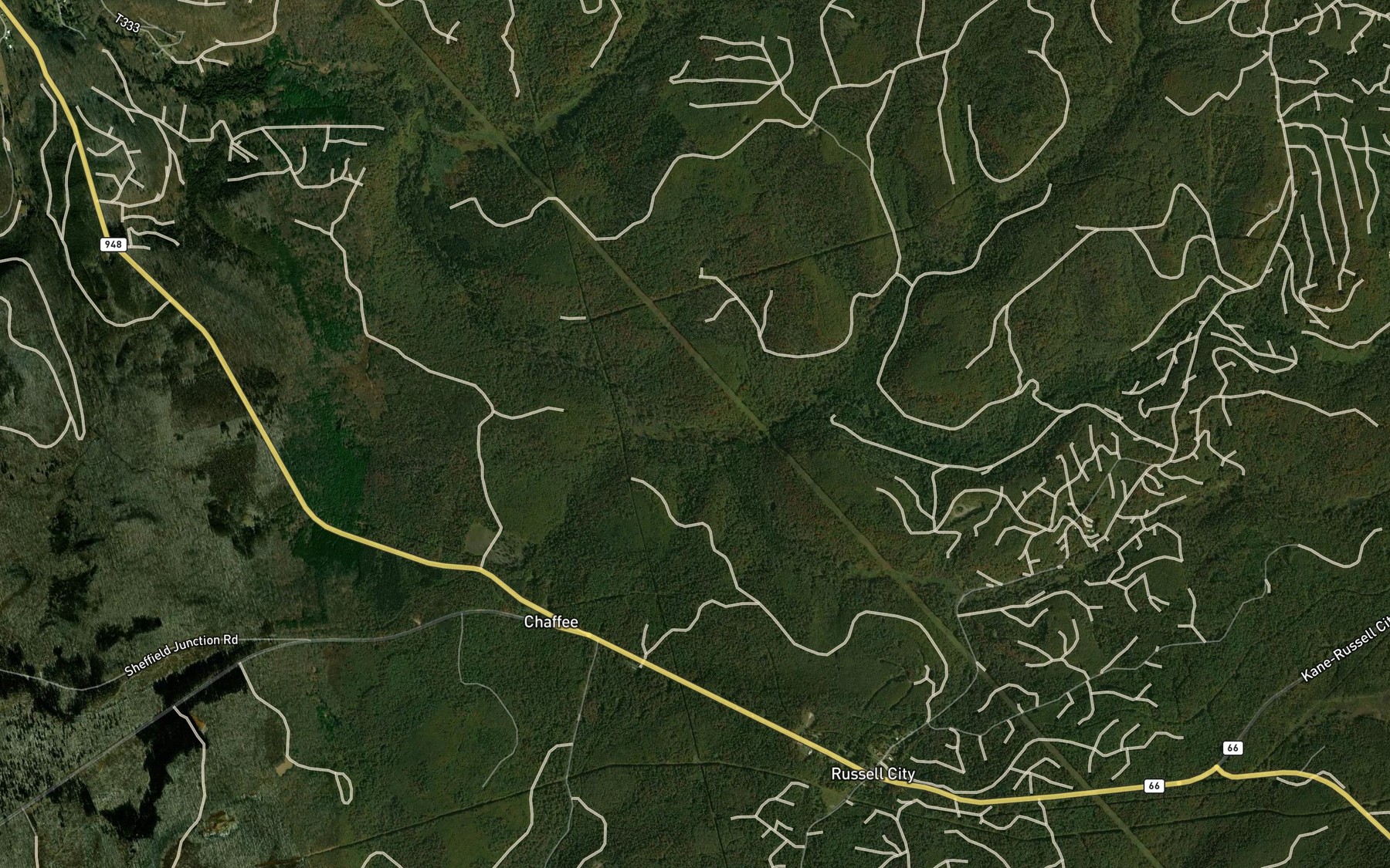 Satellite map of the Coon Run