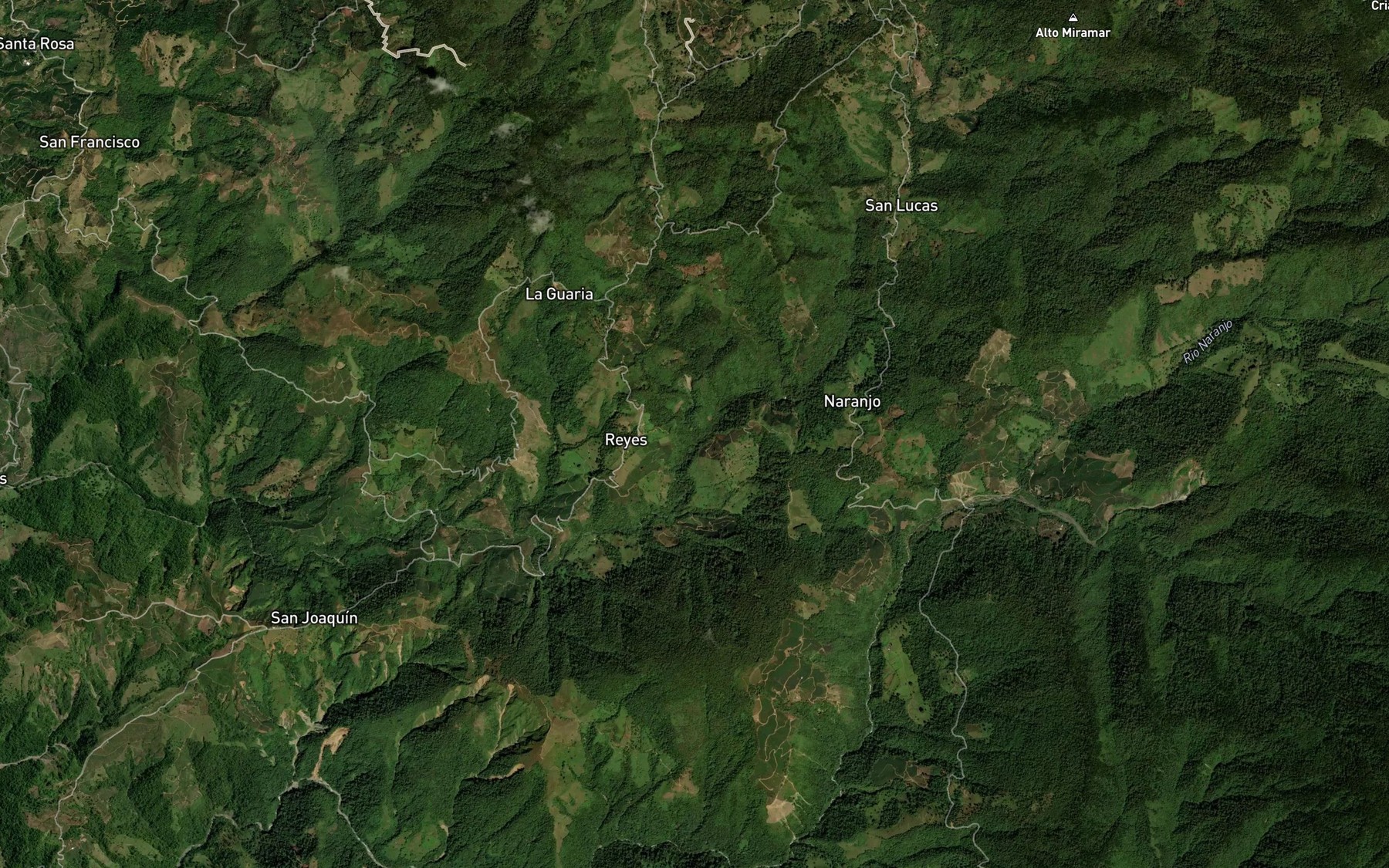 Satellite map of the Quebrada Guaria