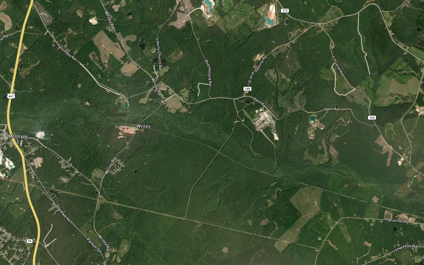 Satellite map of the Dry Branch