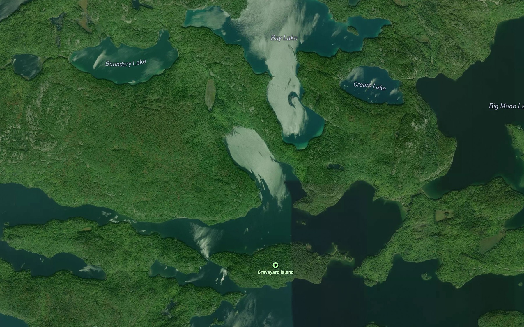 Satellite map of the Shamas Bay