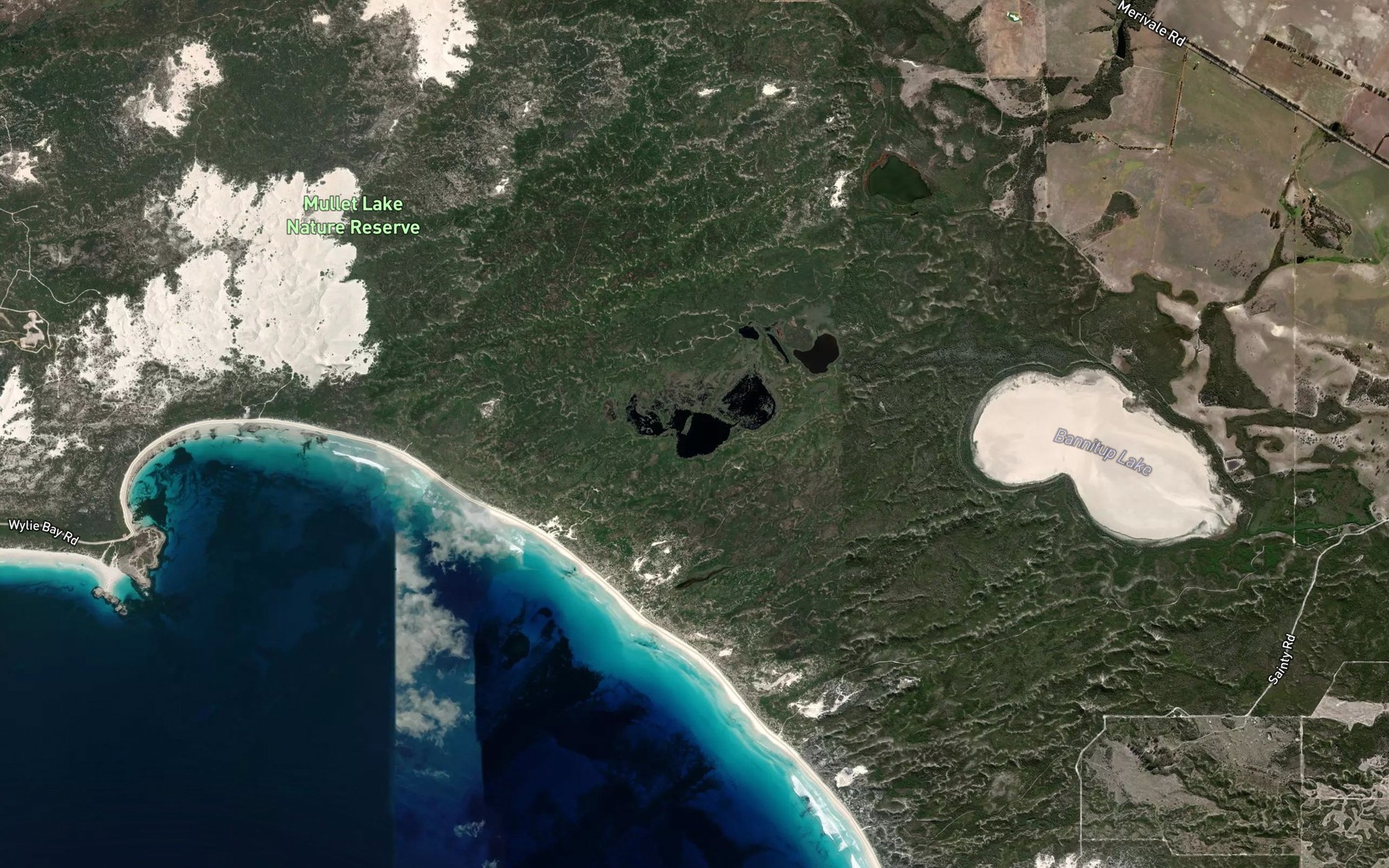 Satellite map of the Stevens Lakes