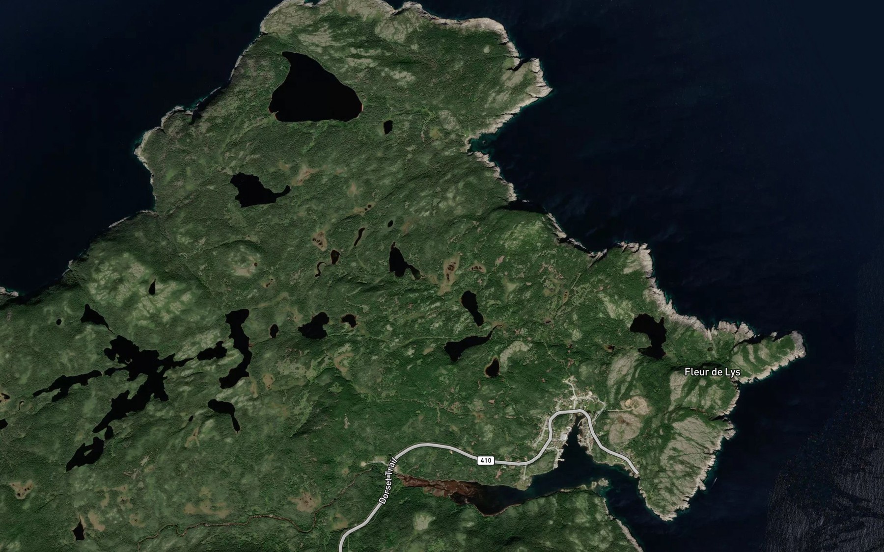 Satellite map of the Barry's Pond