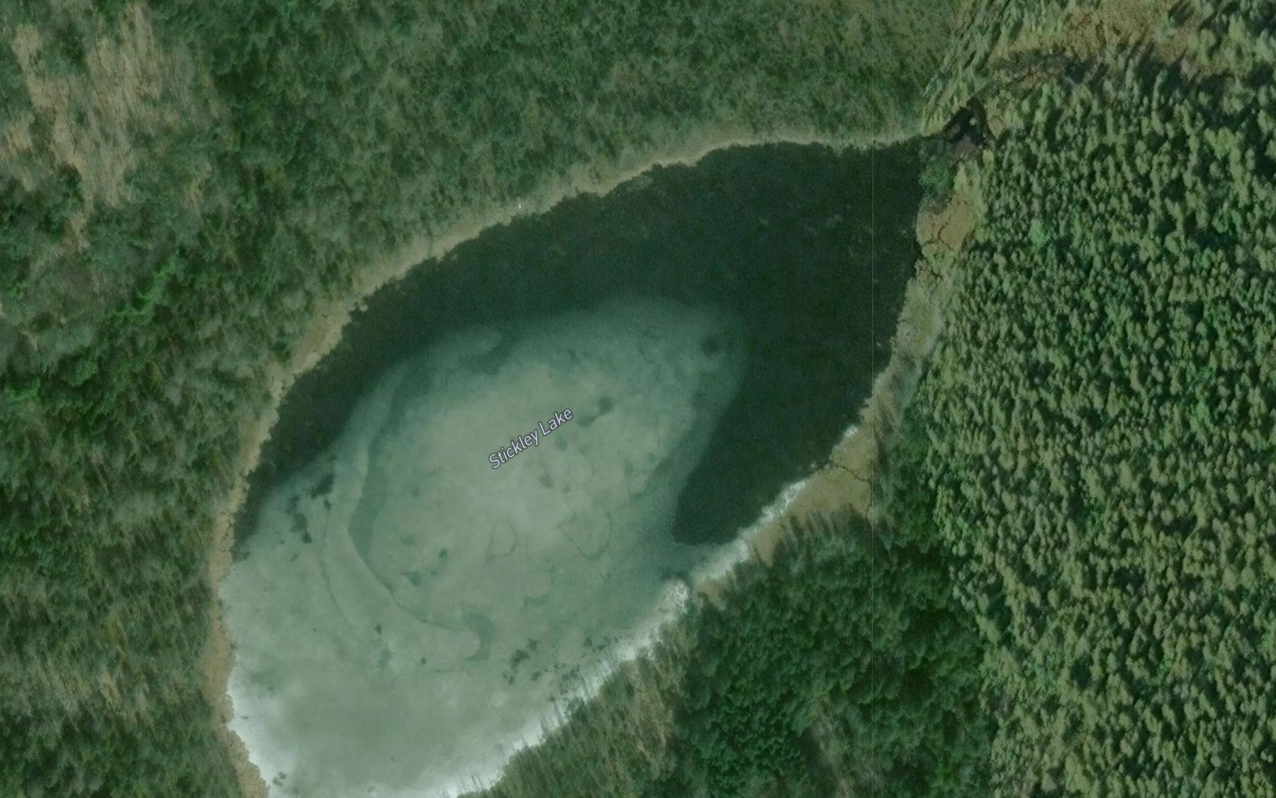 Satellite map of the Stickley Lake