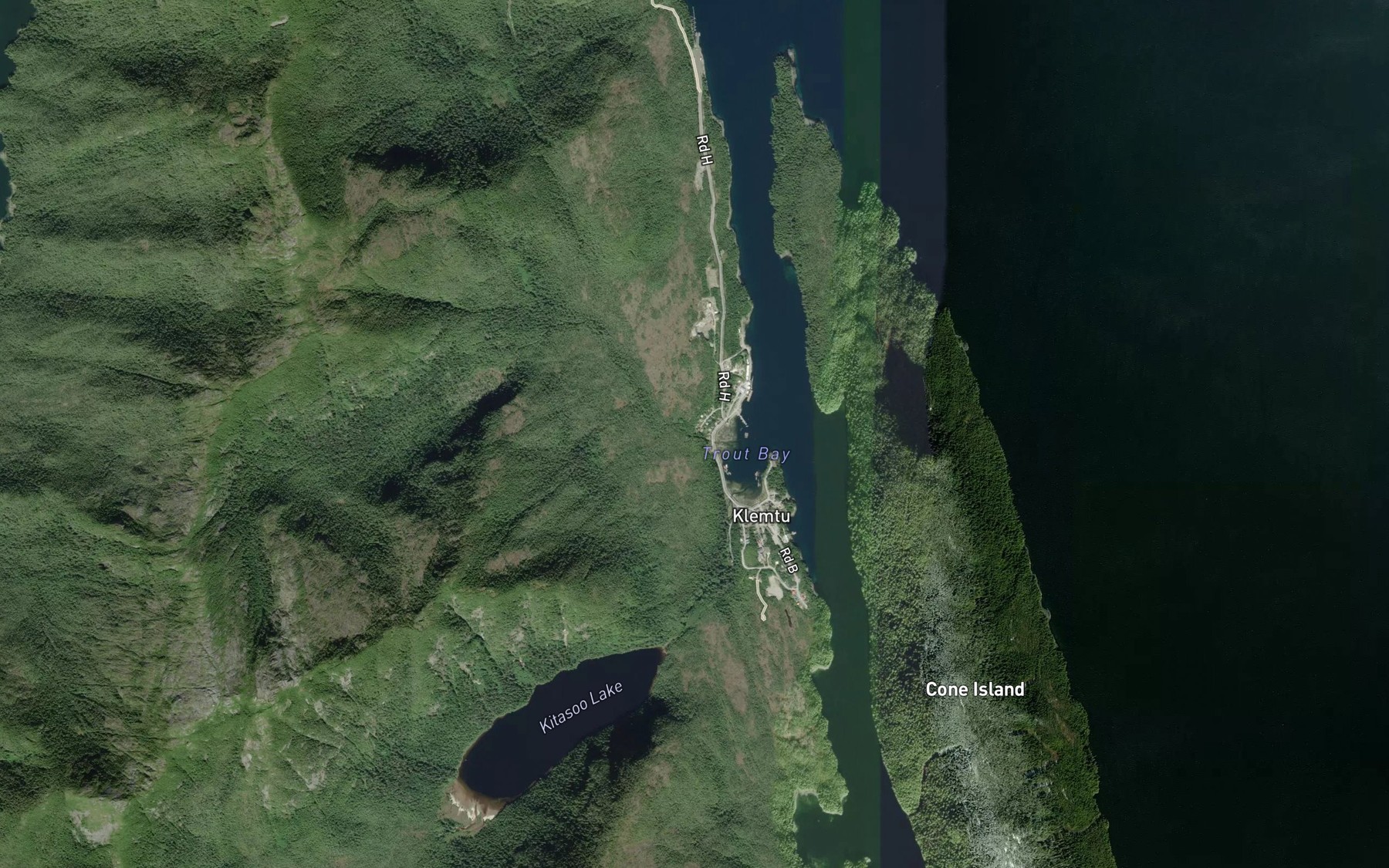 Satellite map of the Klemtu Creek