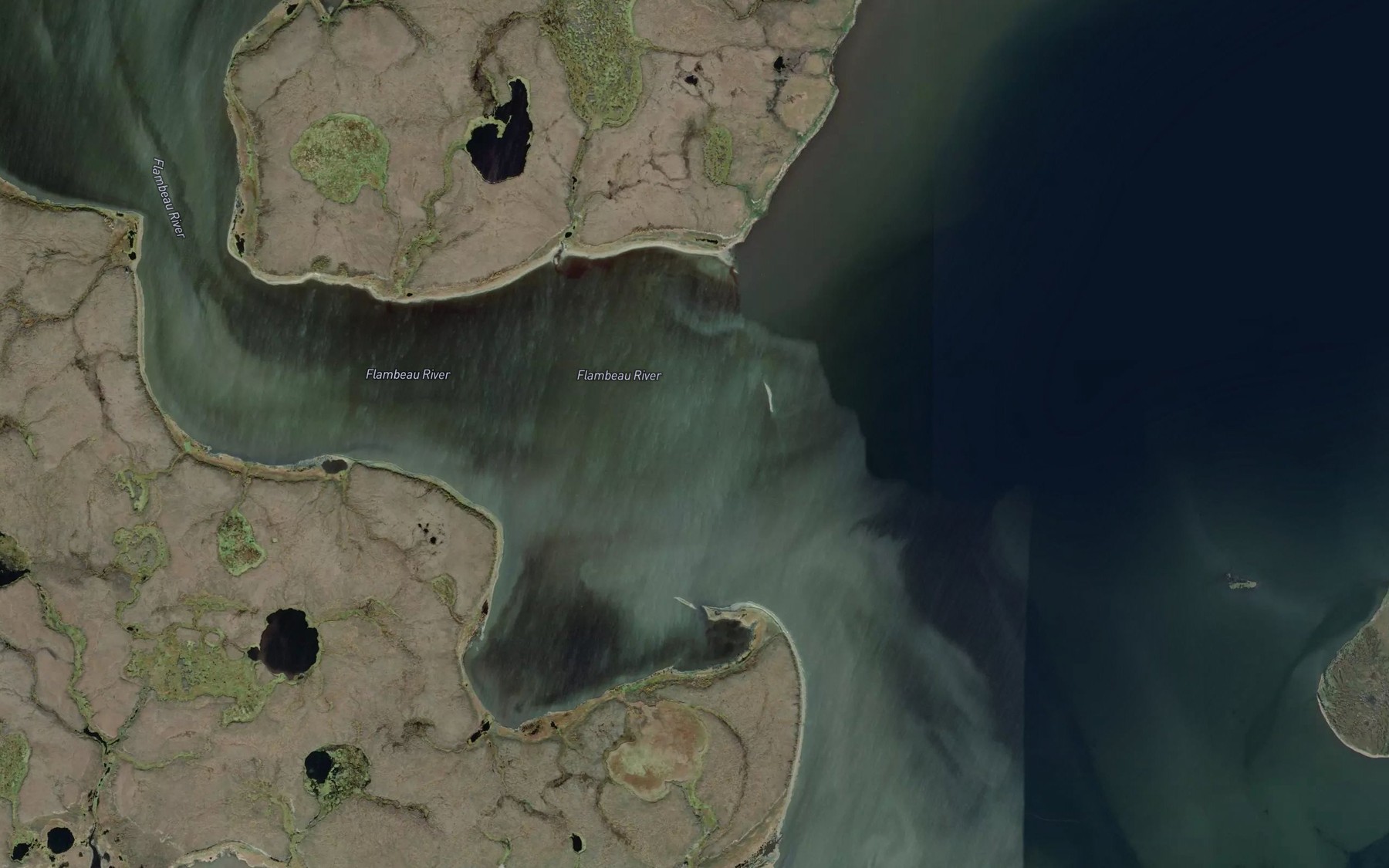 Satellite map of the Flambeau River