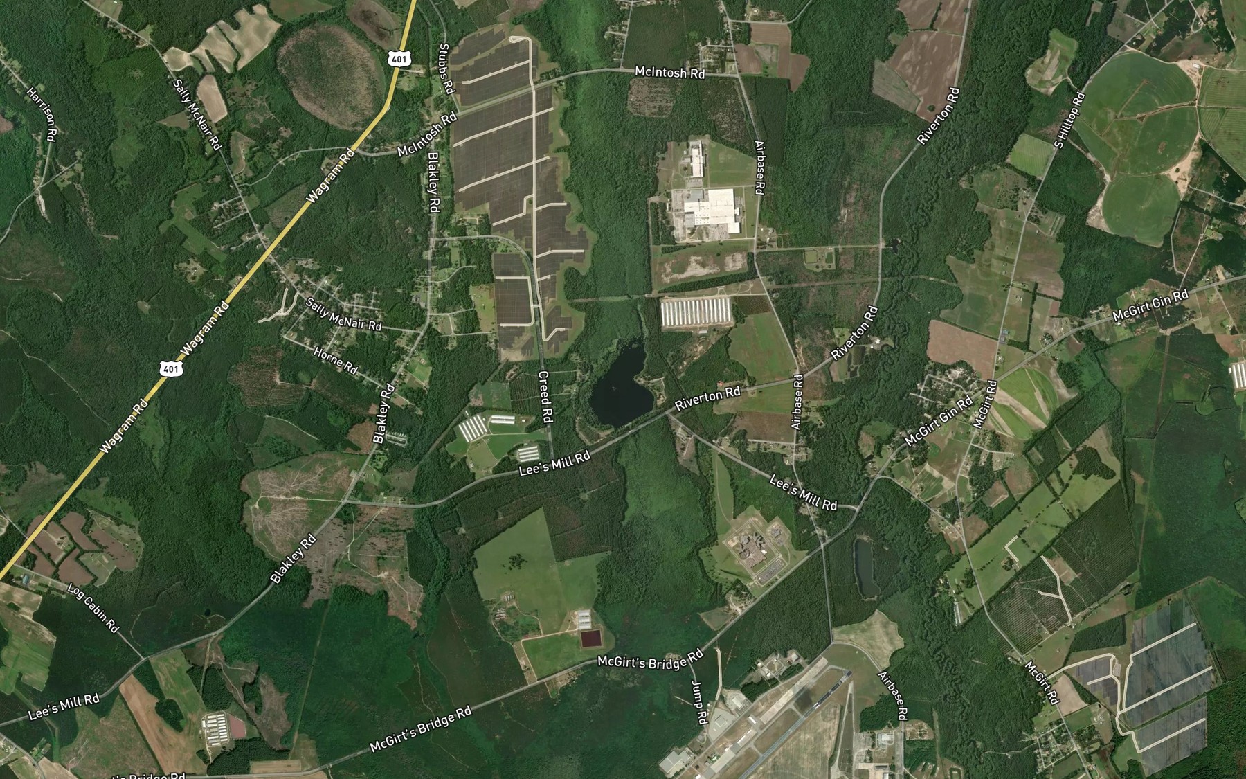 Satellite map of the Lees Mill Pond