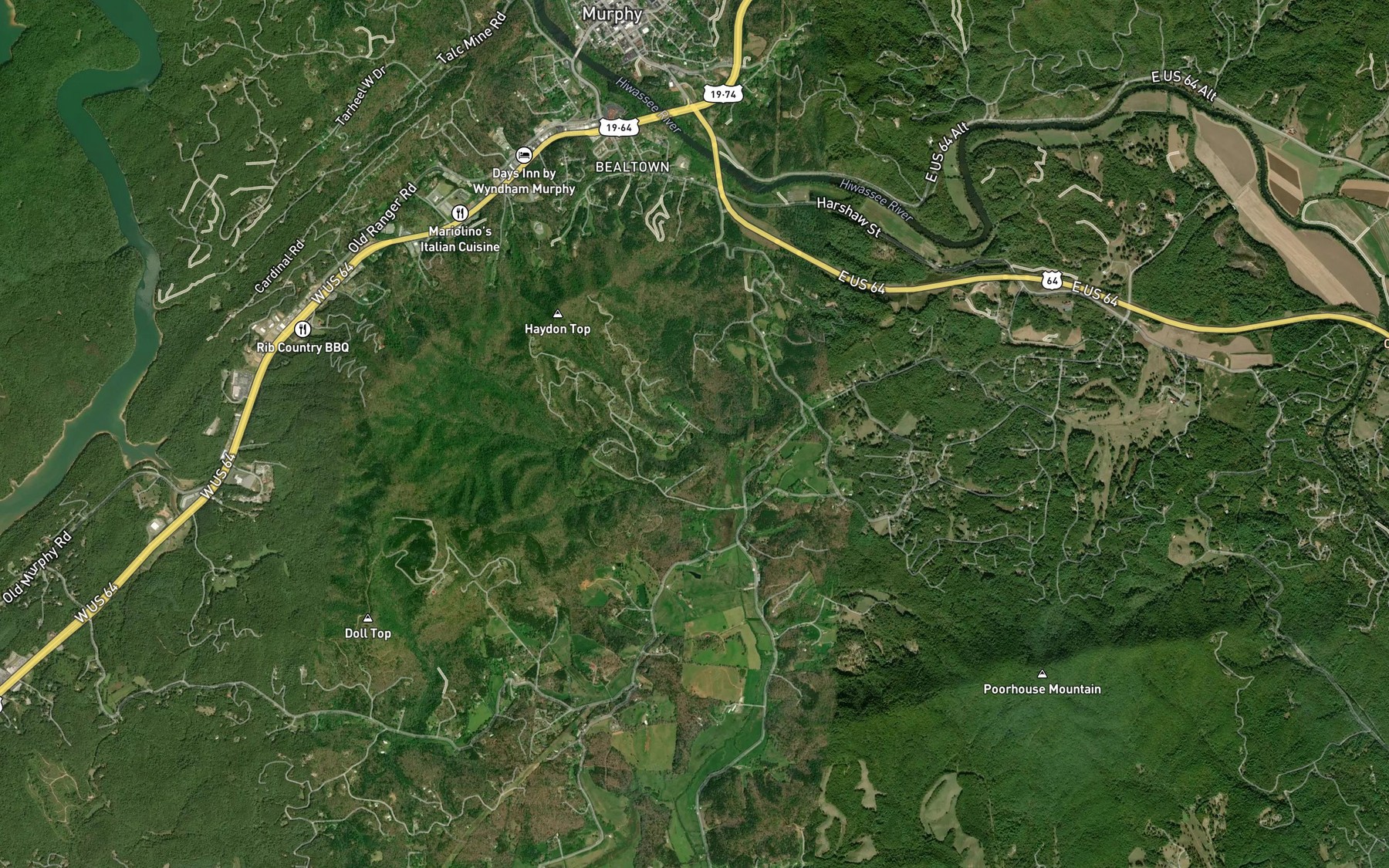 Satellite map of the Right Prong Martin Creek
