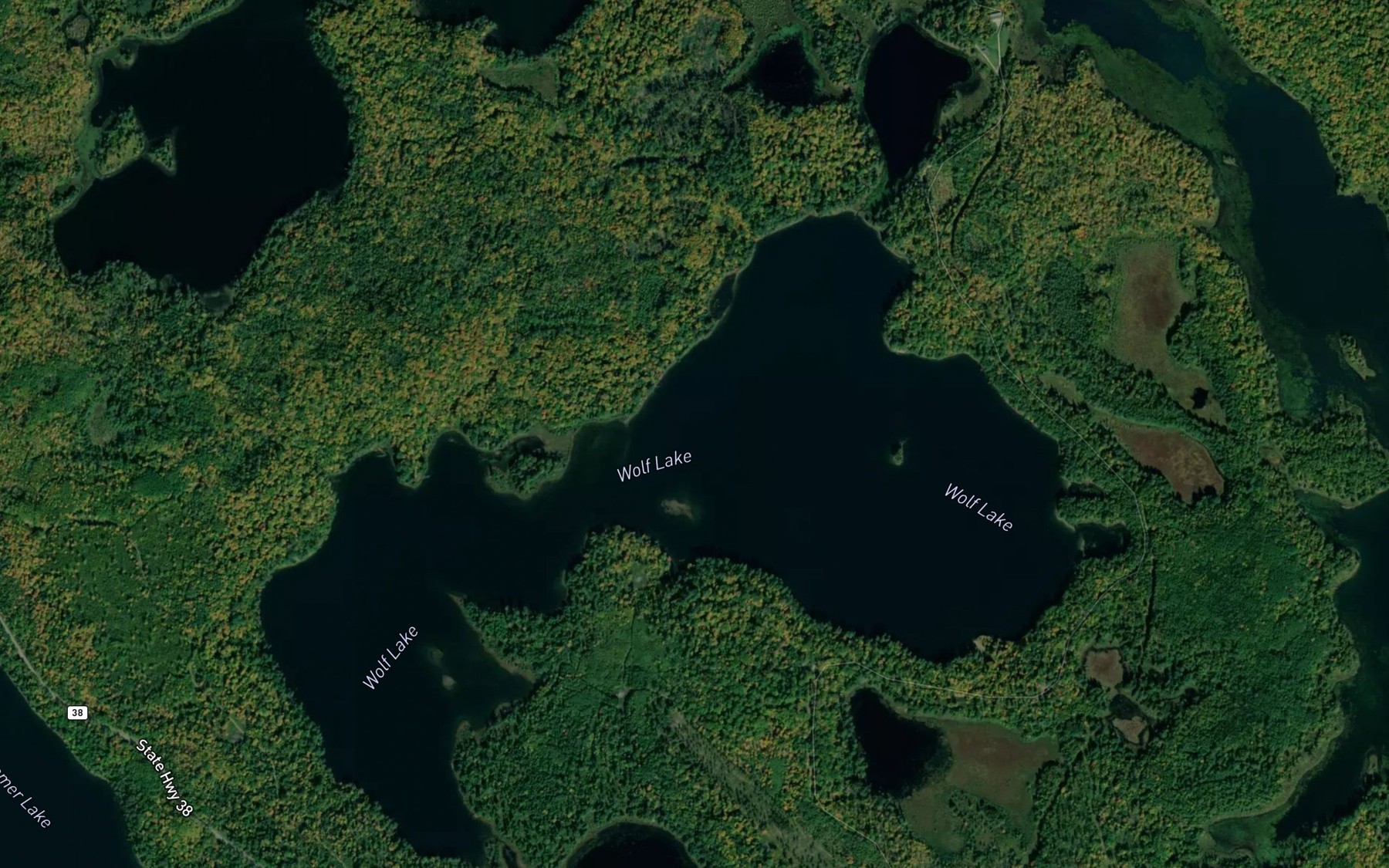 Satellite map of the Wolf Lake