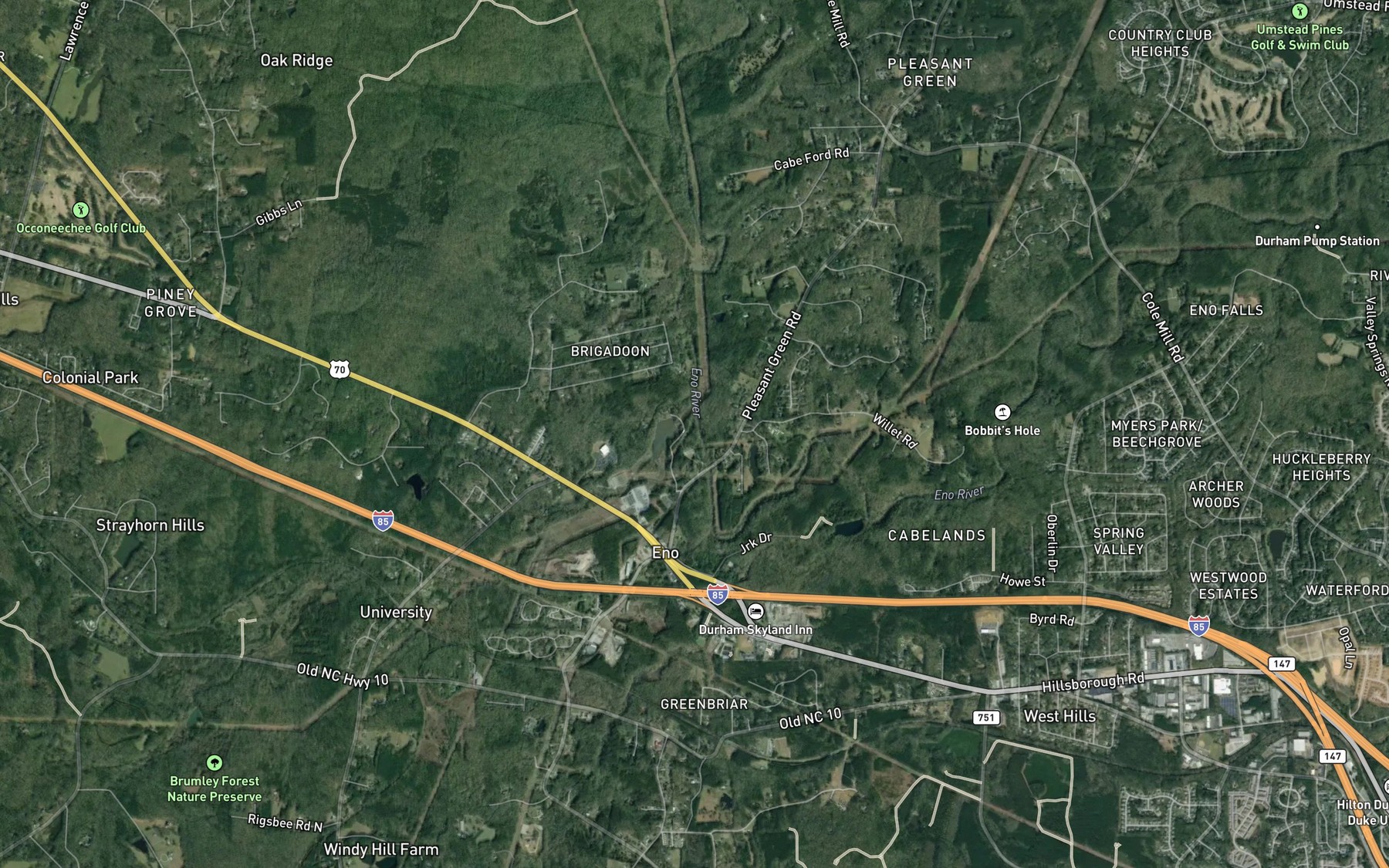 Satellite map of the Stony Creek