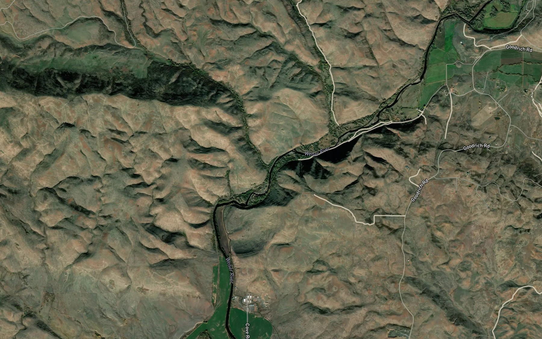 Satellite map of the Grizzly Creek