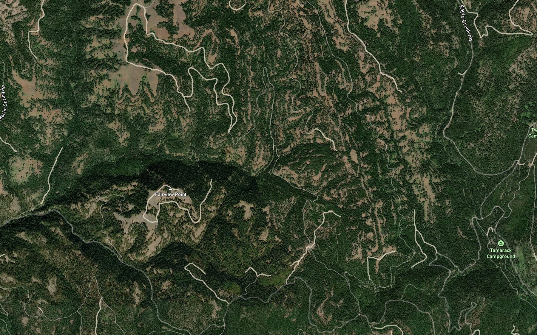 Satellite map of the Velvet Creek
