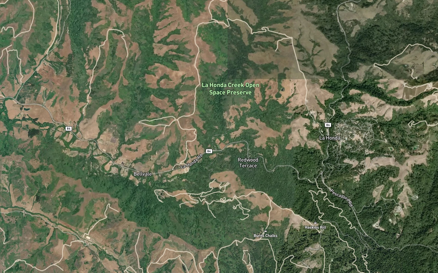 Satellite map of the Harrington Creek