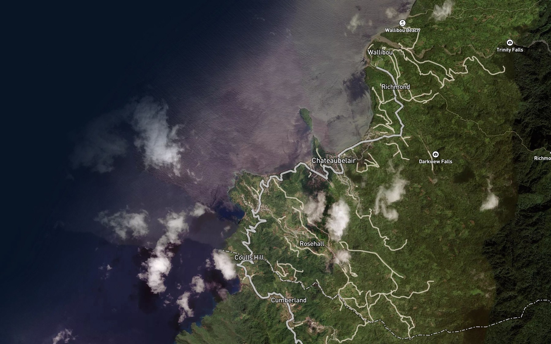 Satellite map of the Dark View Bay
