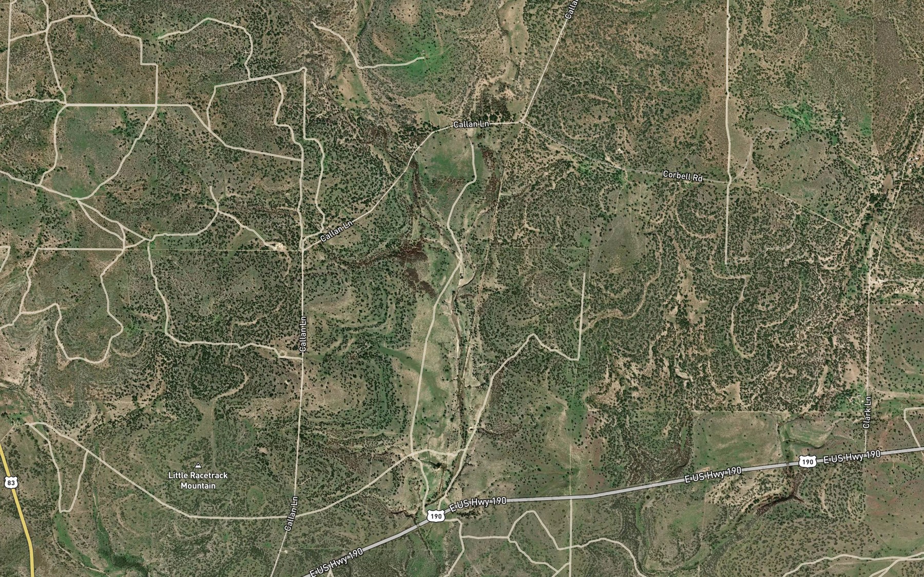 Satellite map of the East Scalp Creek