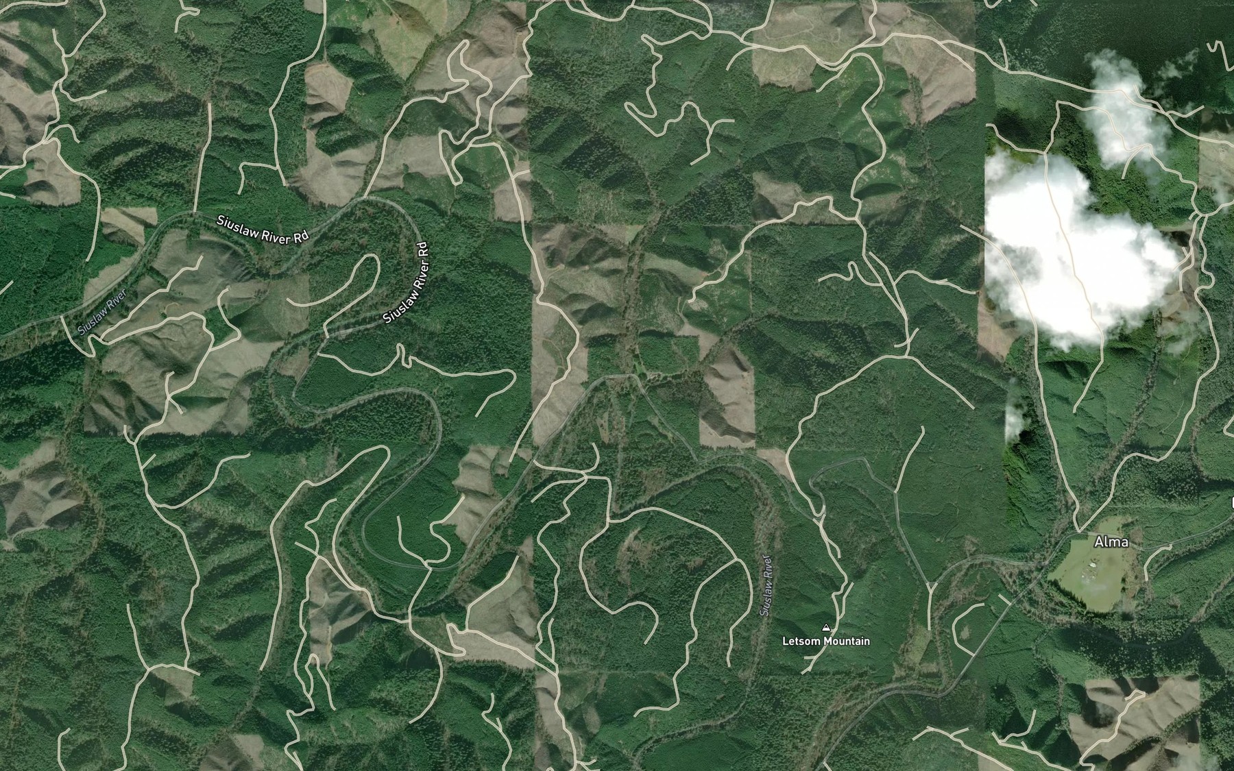 Satellite map of the Layne Creek