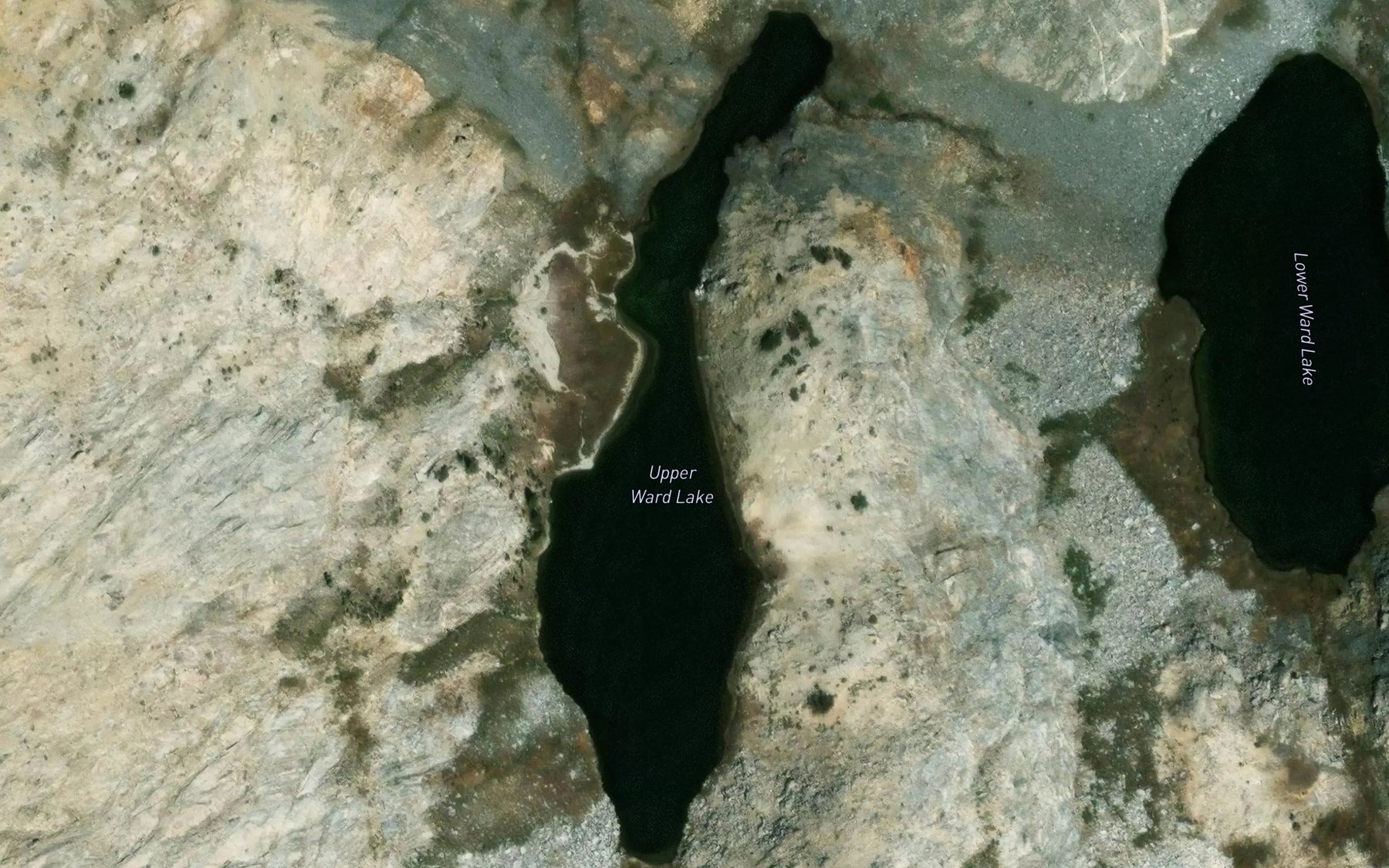 Satellite map of the Ward Lakes