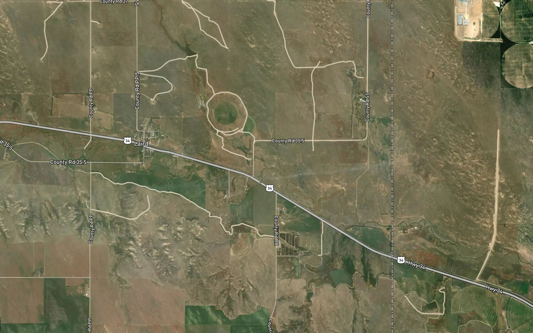 Satellite map of the Rush Creek