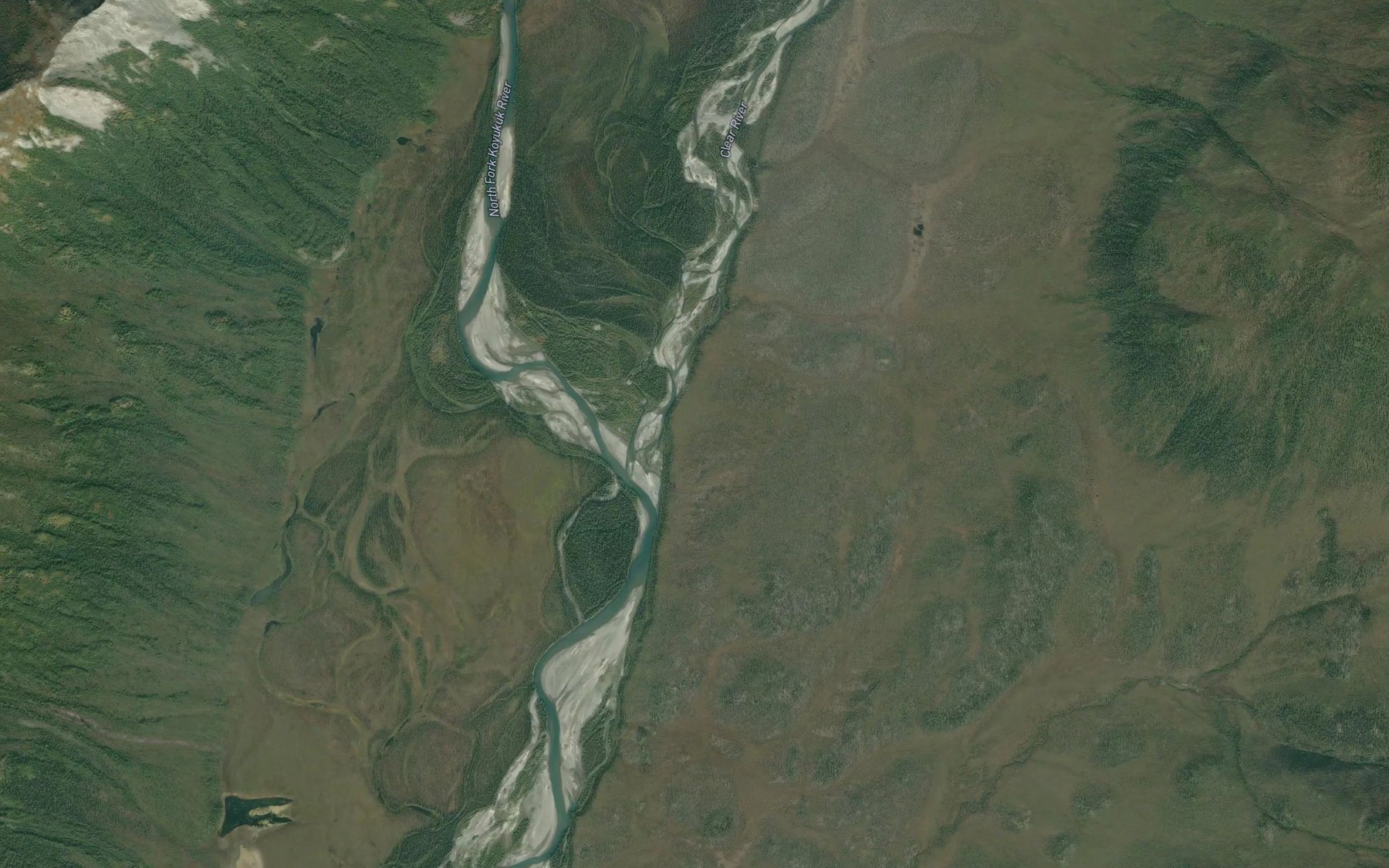 Satellite map of the Clear River