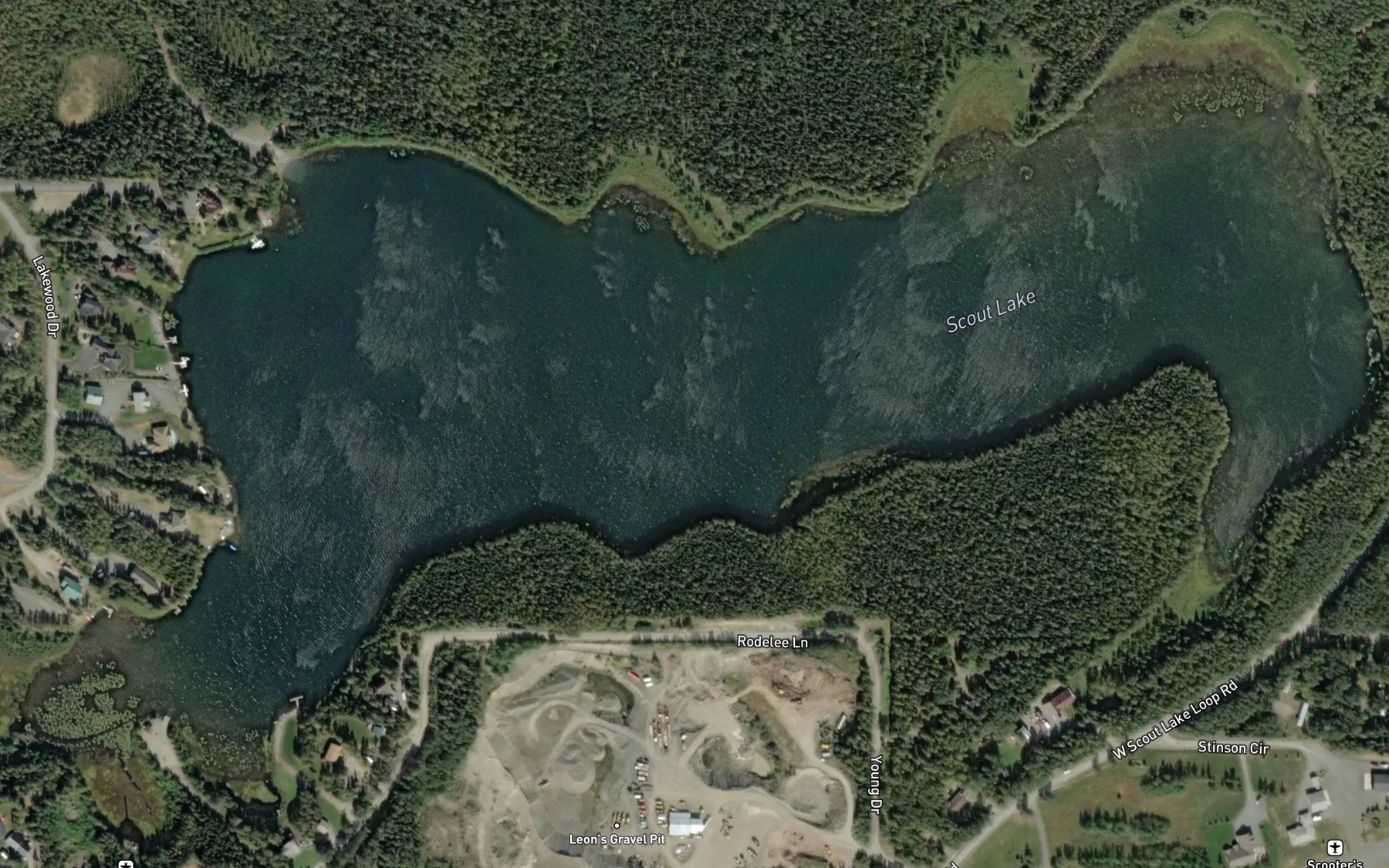Satellite map of the Scout Lake