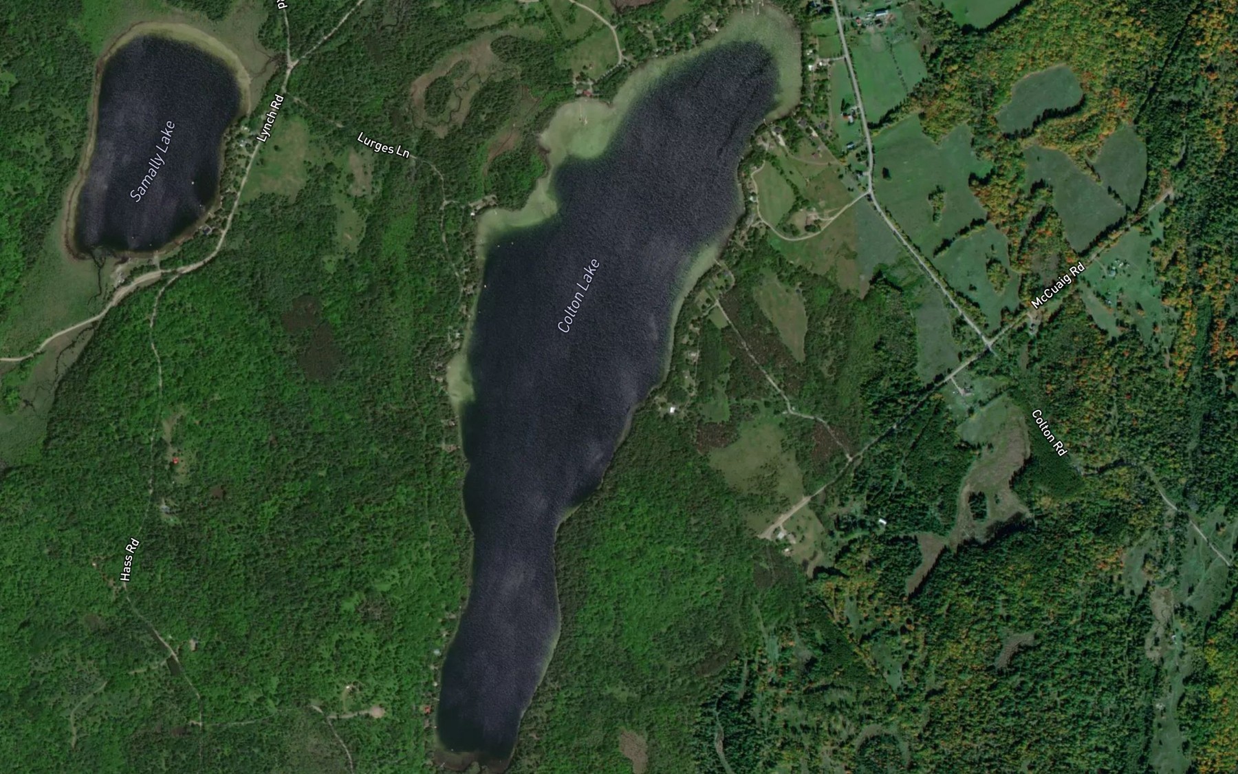 Satellite map of the Colton Lake