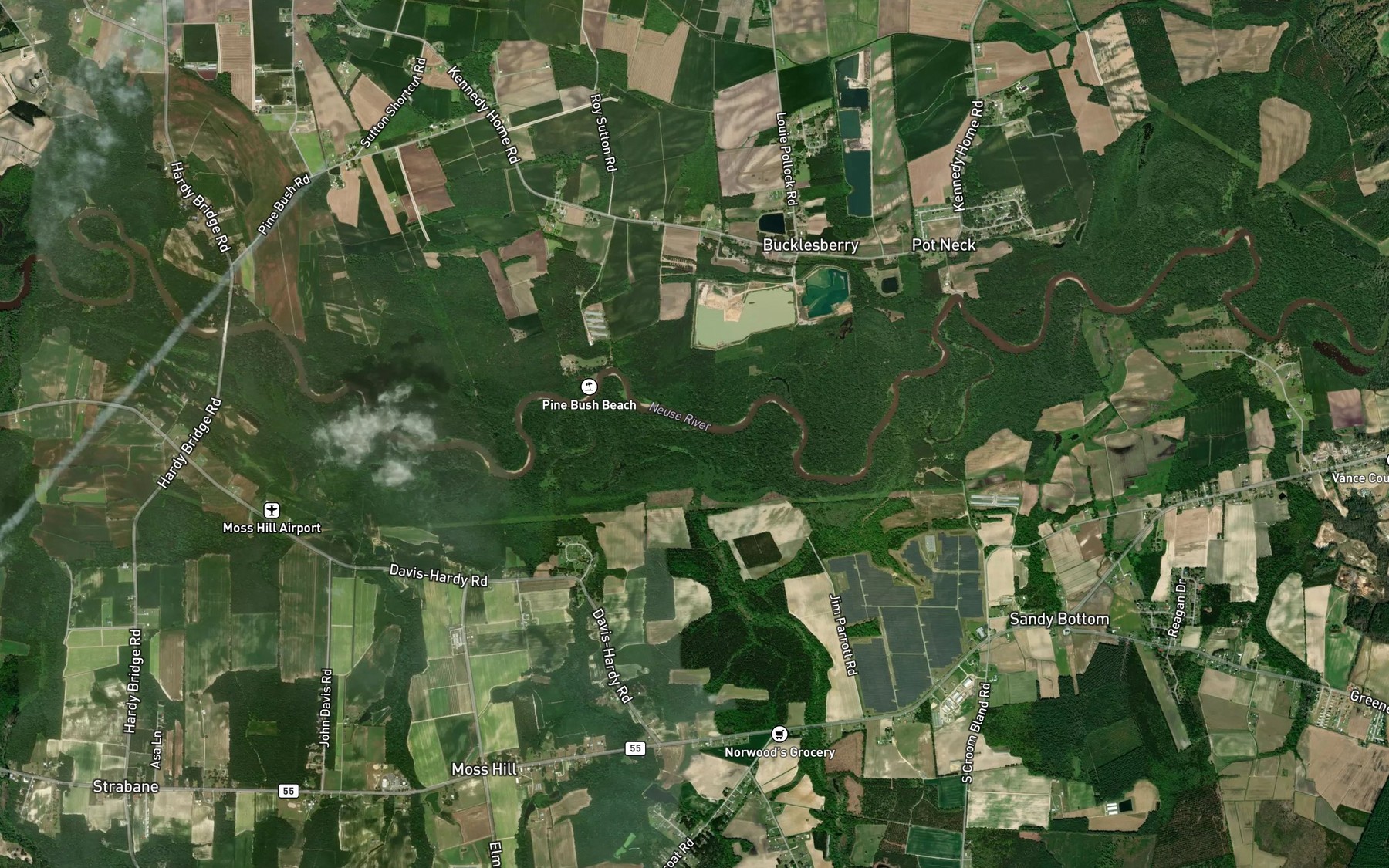 Satellite map of the Squirrel Creek