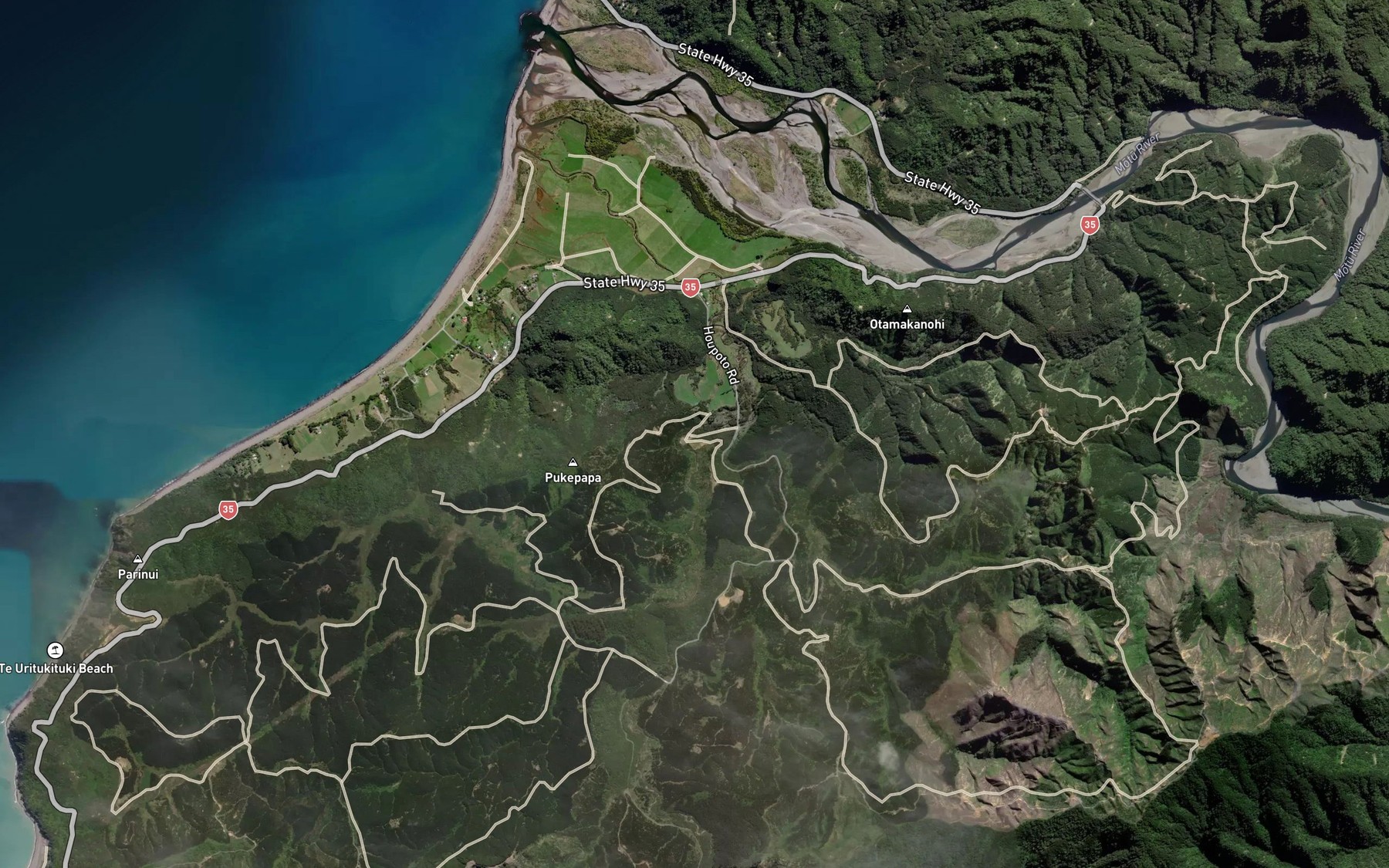 Satellite map of the Mapara Stream
