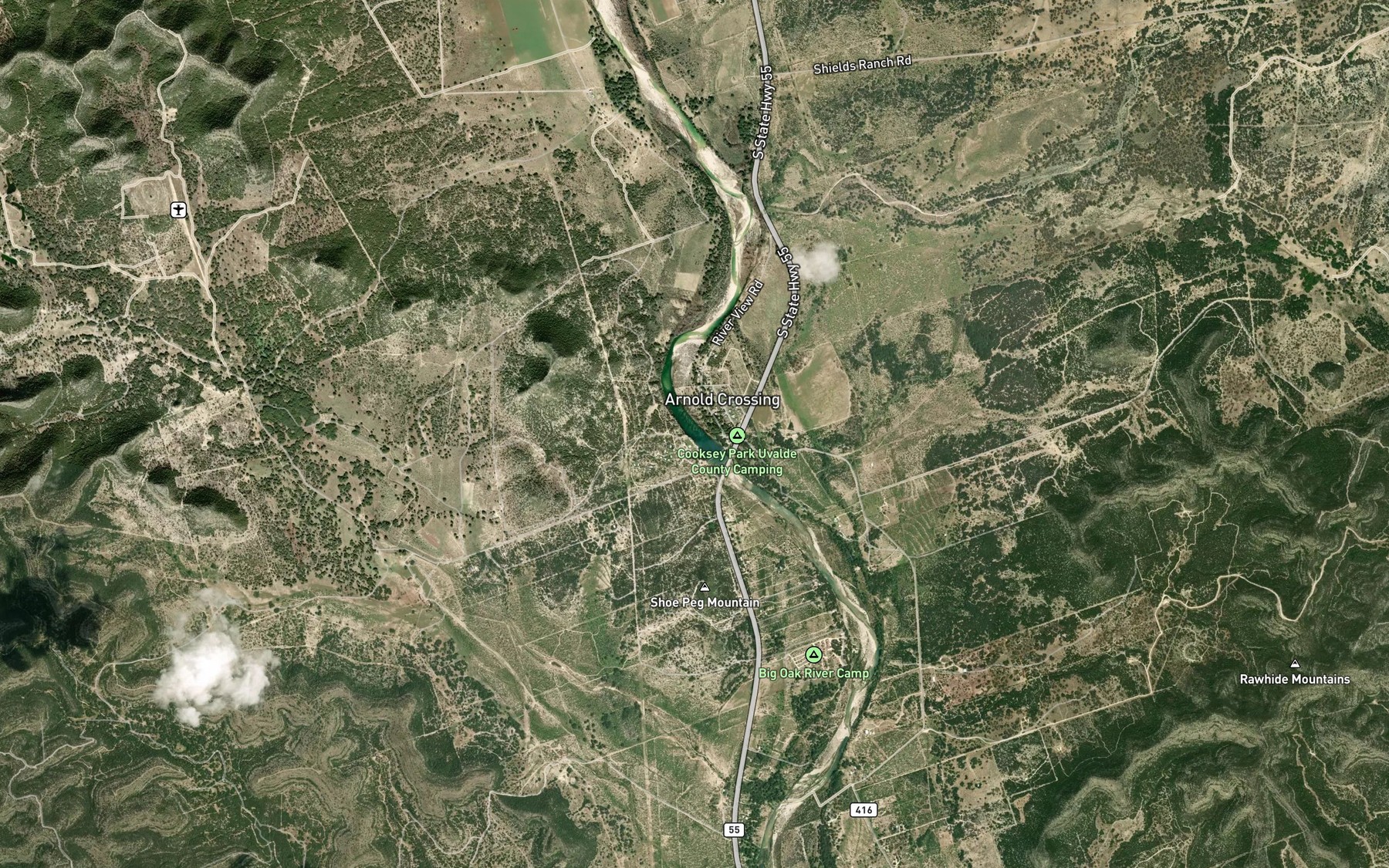 Satellite map of the Lake Nueces