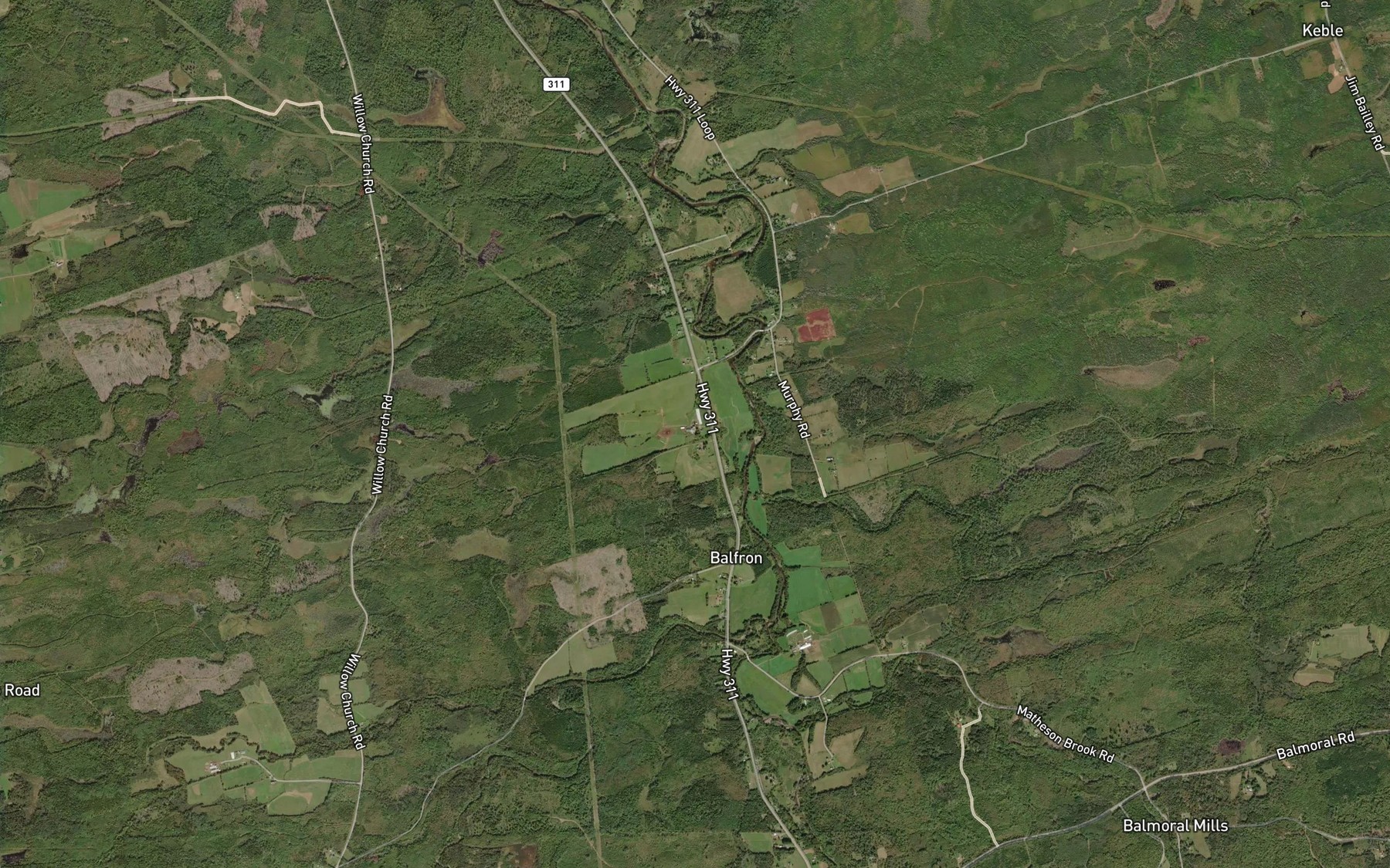 Satellite map of the Yellow Brook