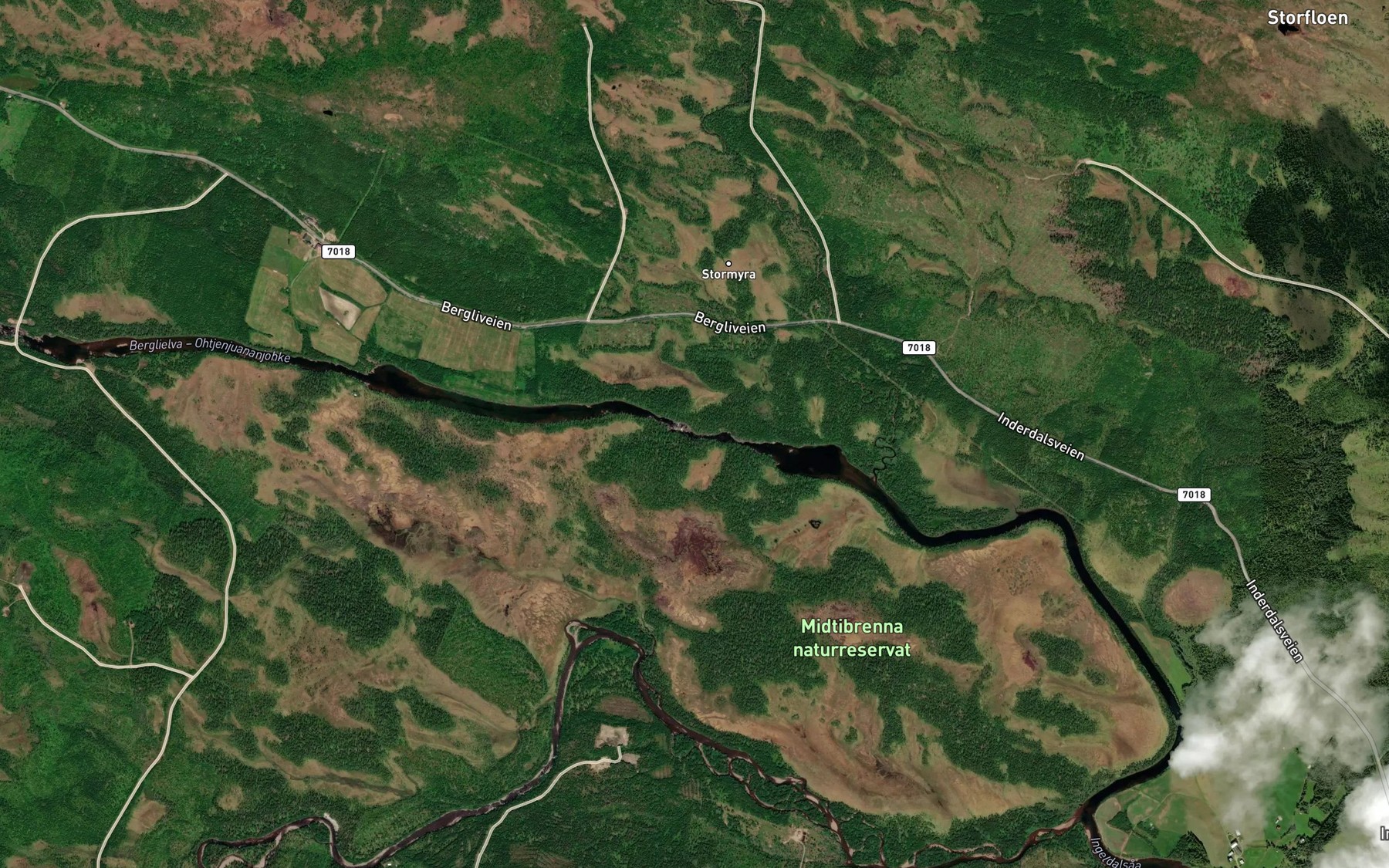 Satellite map of the Kvernfossen