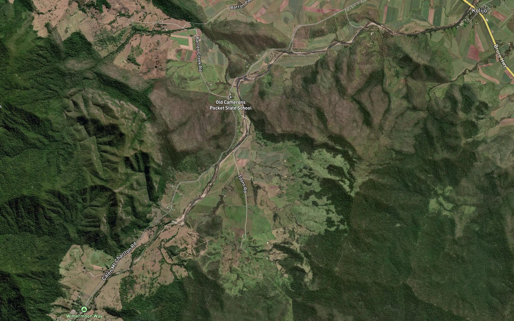 Satellite map of the Camerons Creek