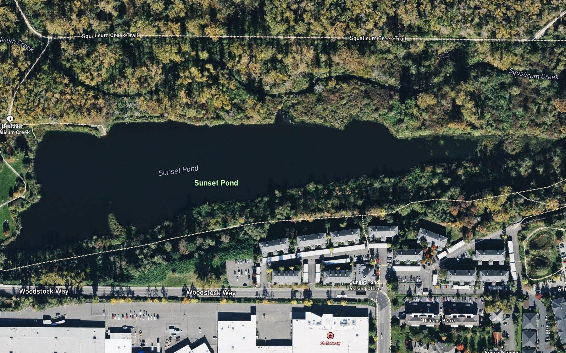 Satellite map of the Sunset Pond
