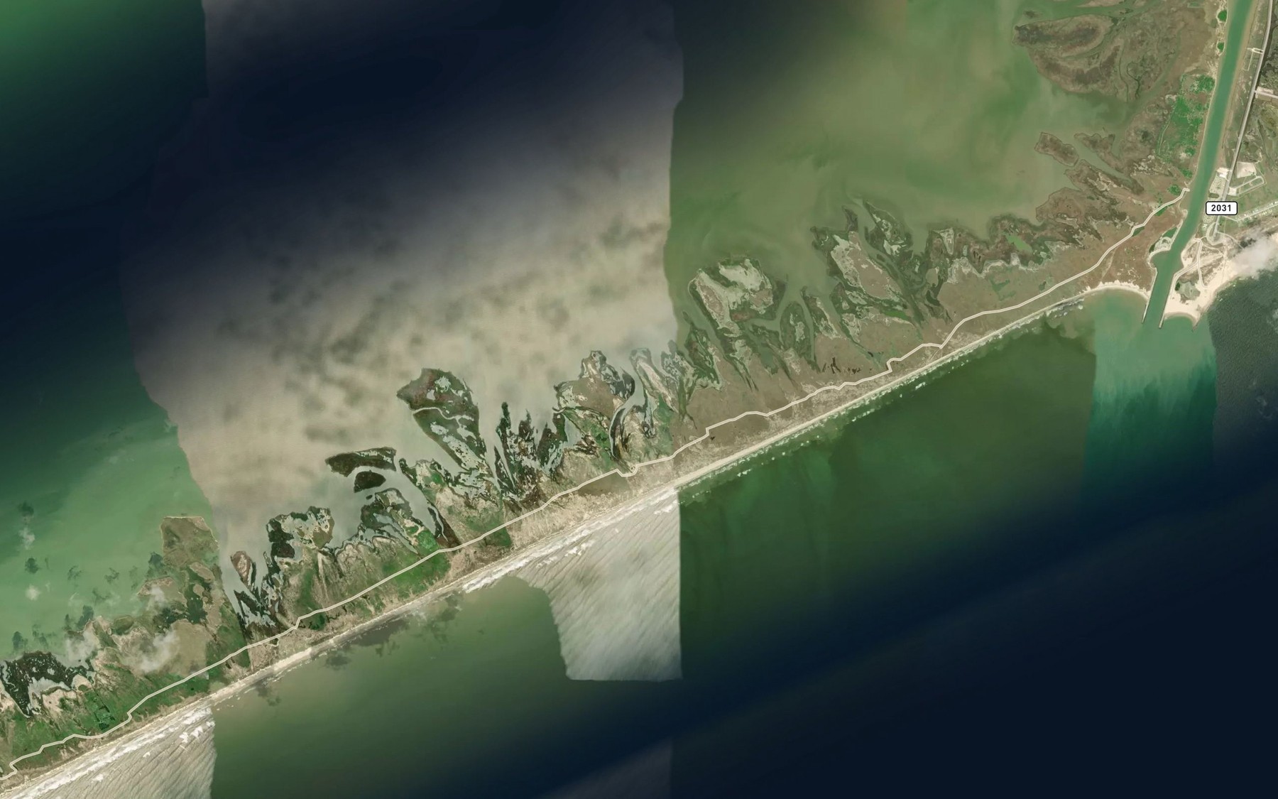 Satellite map of the Forked Bayou