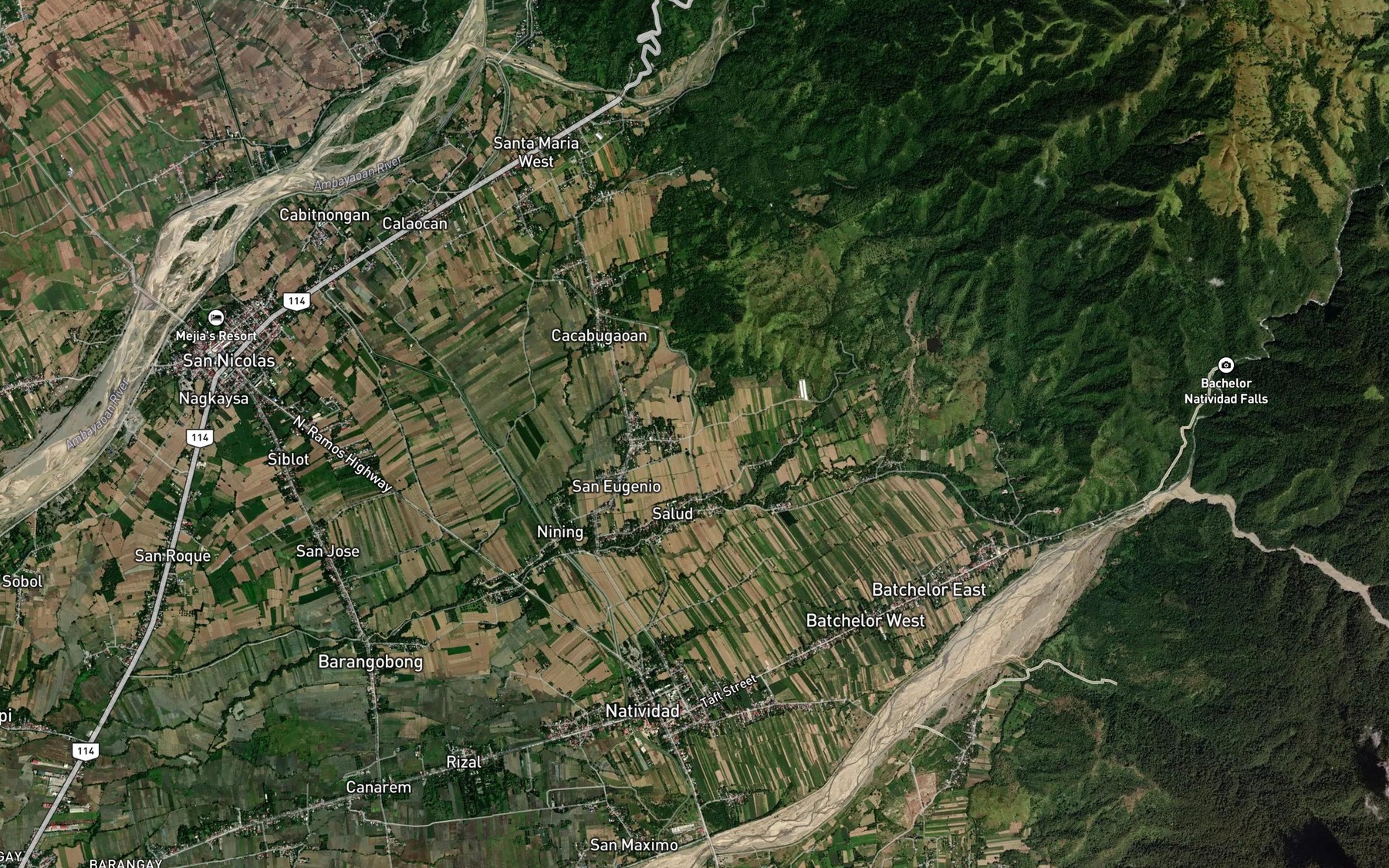 Satellite map of the Cabulandayan Creek