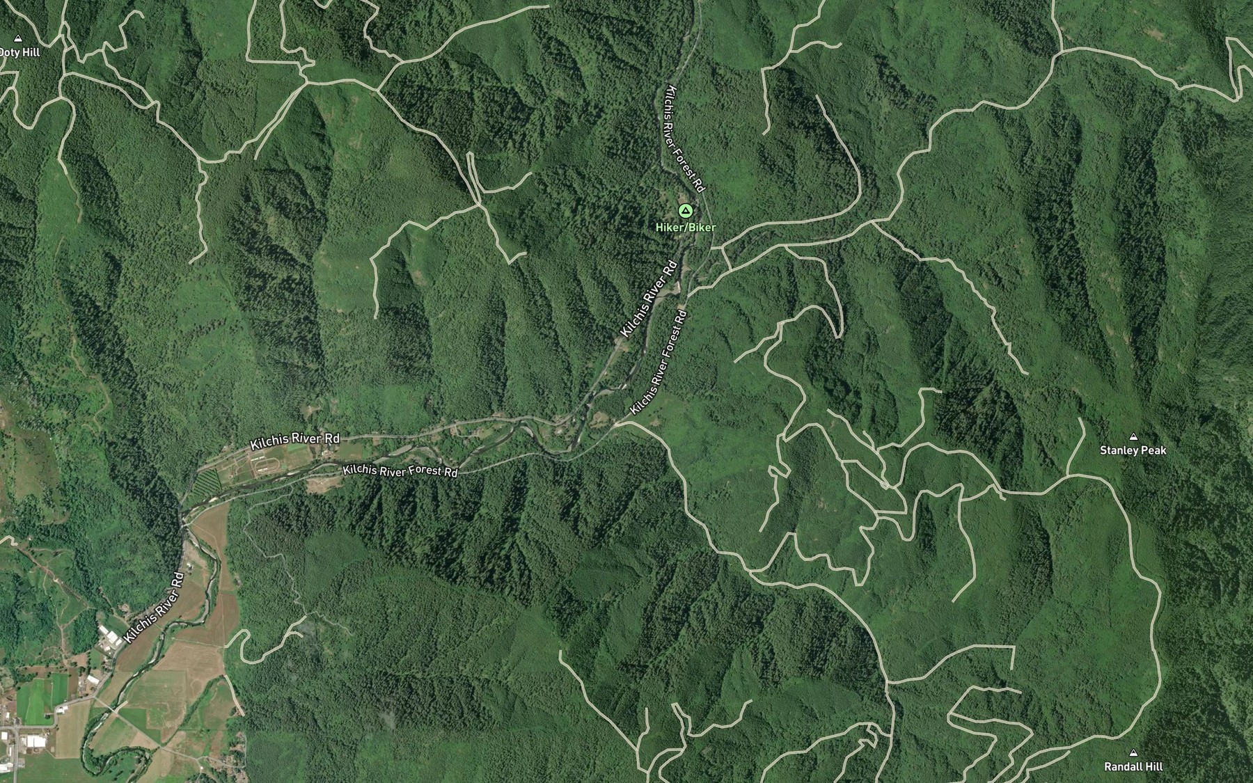 Satellite map of the Watertank Creek