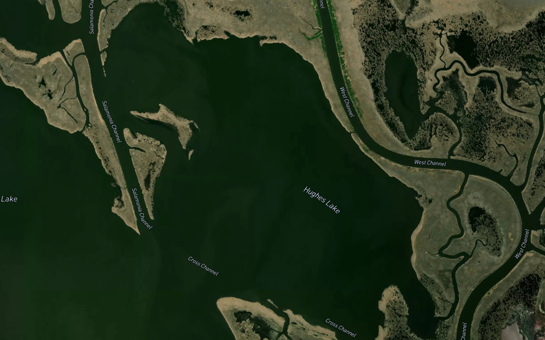 Satellite map of the Hughes Lake