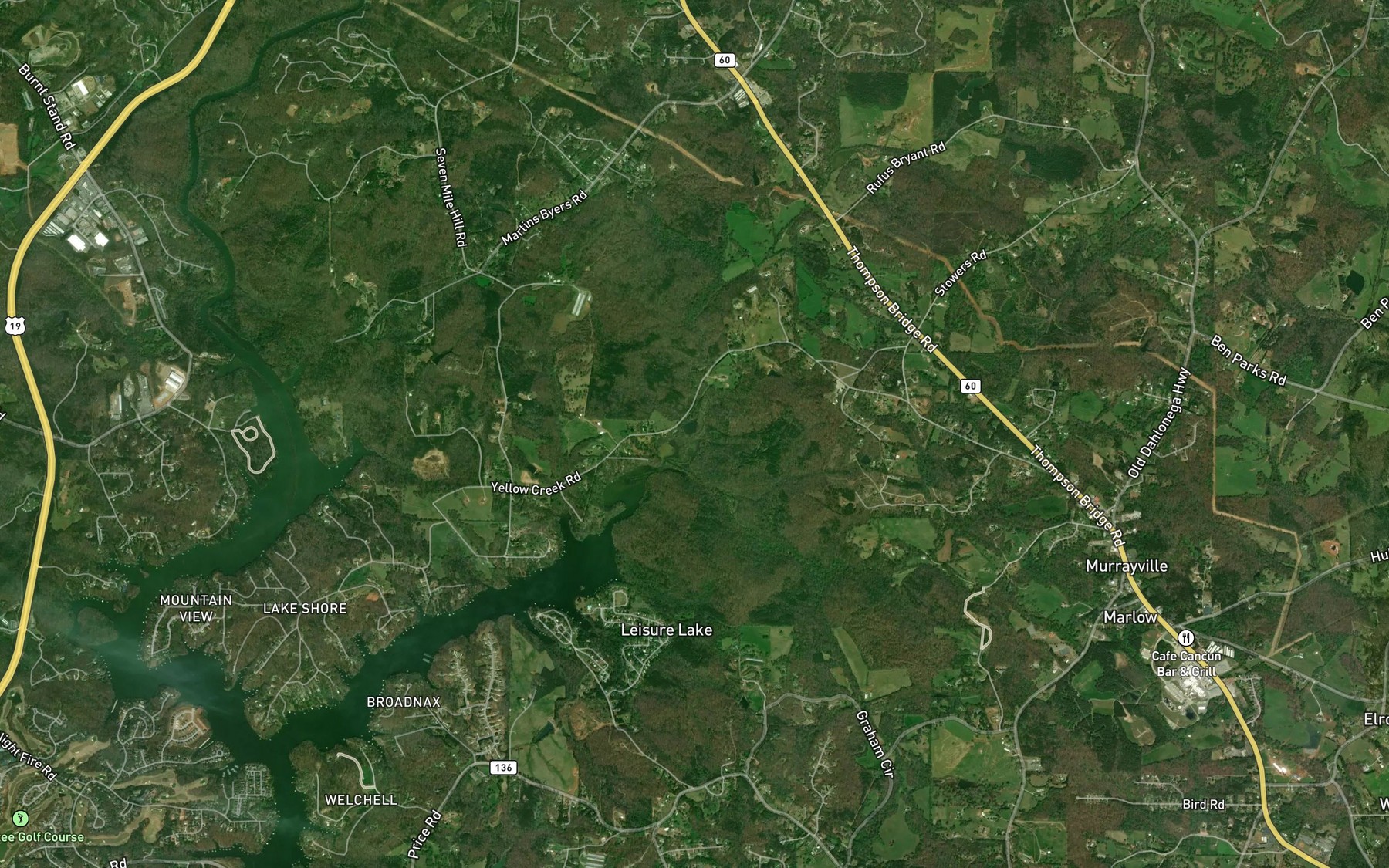Satellite map of the Yellow Creek