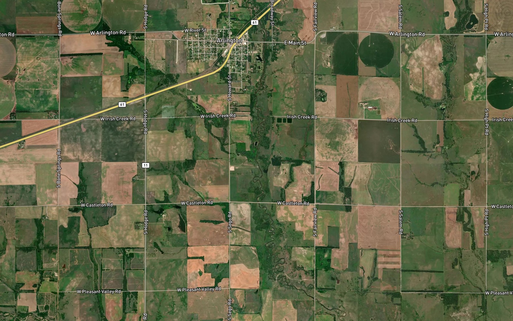 Satellite map of the Skinnawah Creek