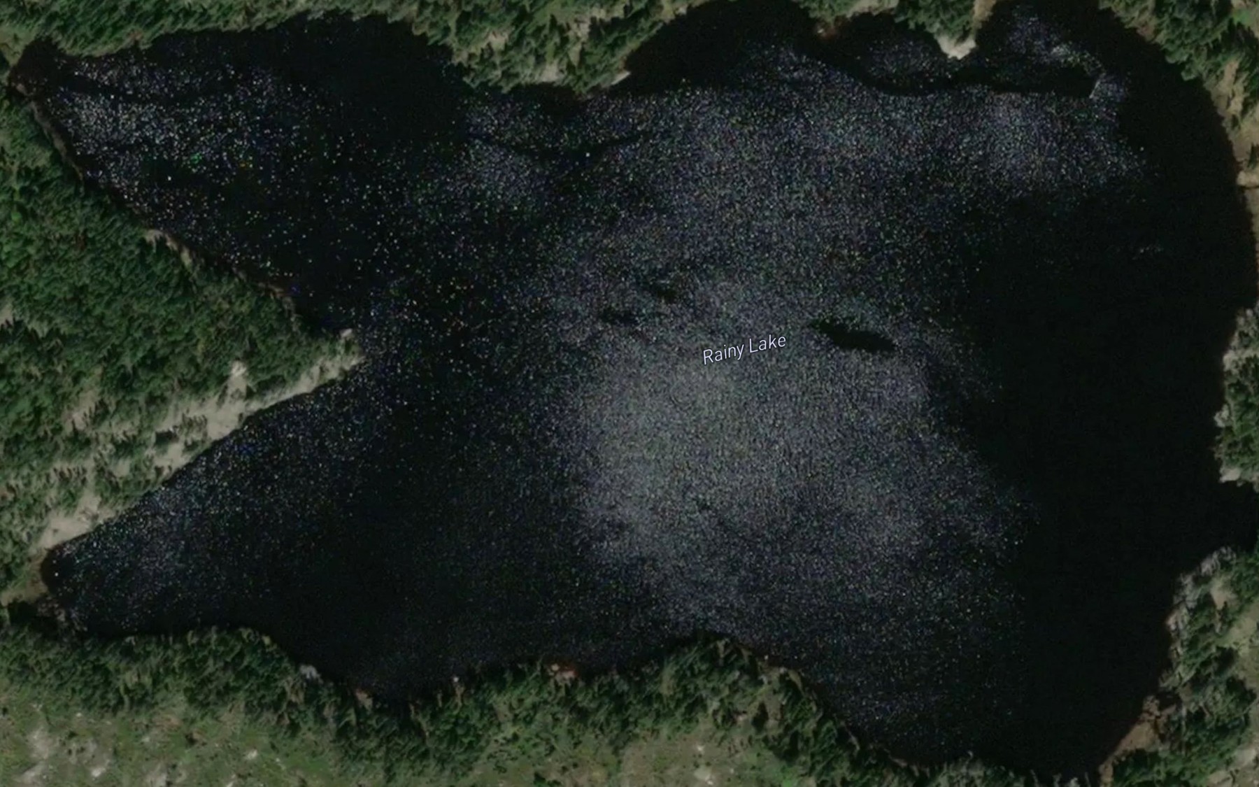 Satellite map of the Rainy Lake