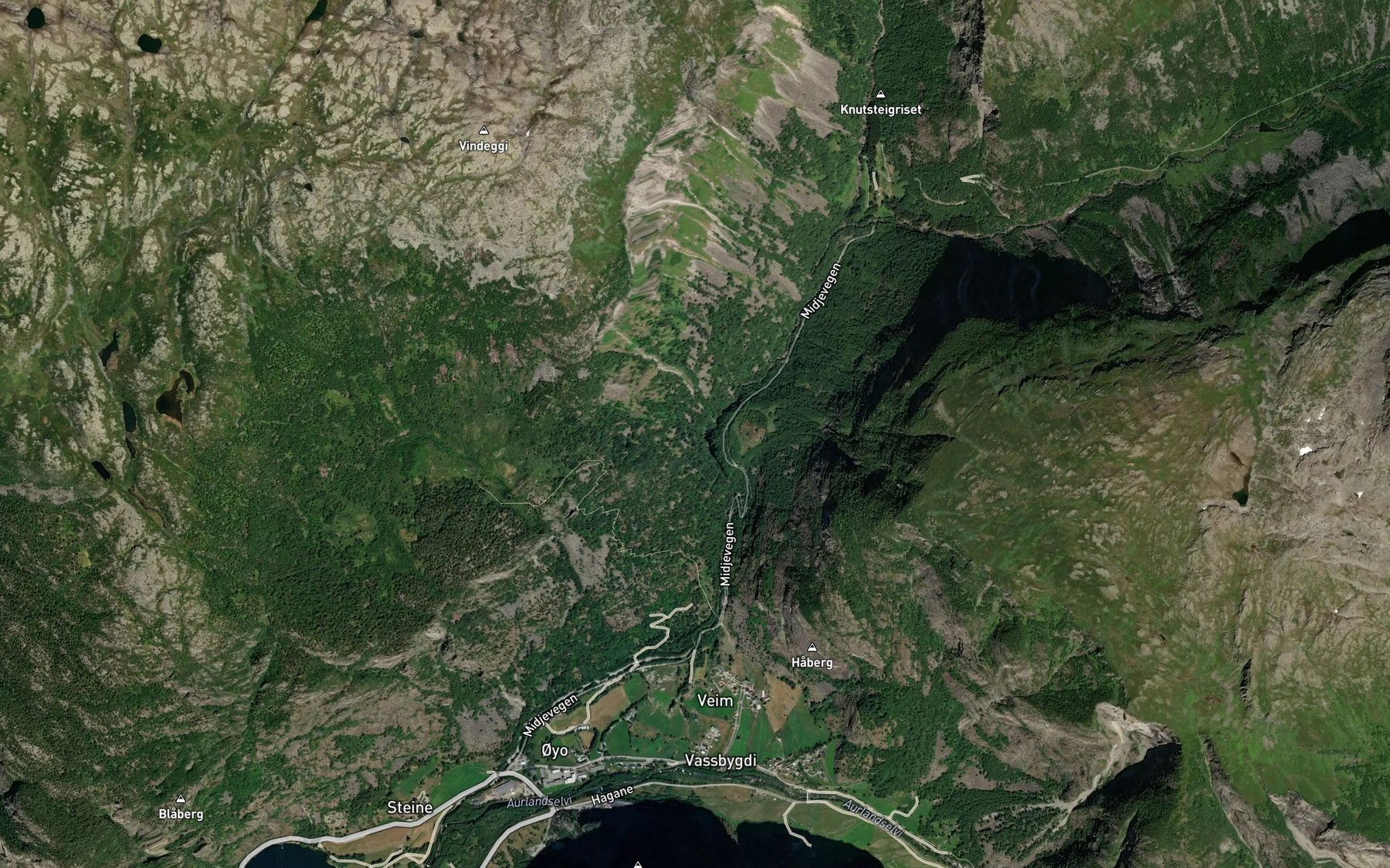 Satellite map of the Kvalafossen