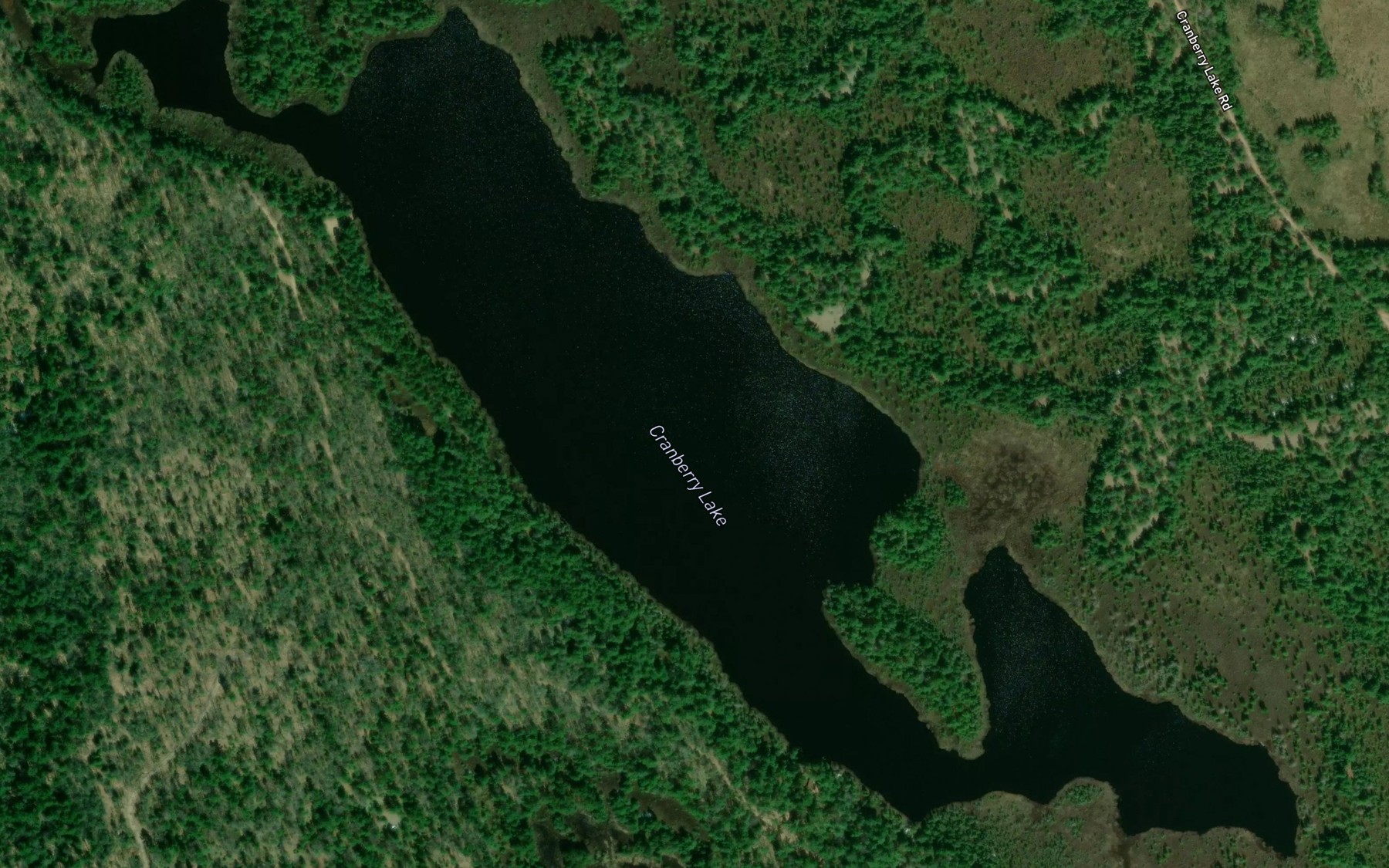 Satellite map of the Cranberry Lake