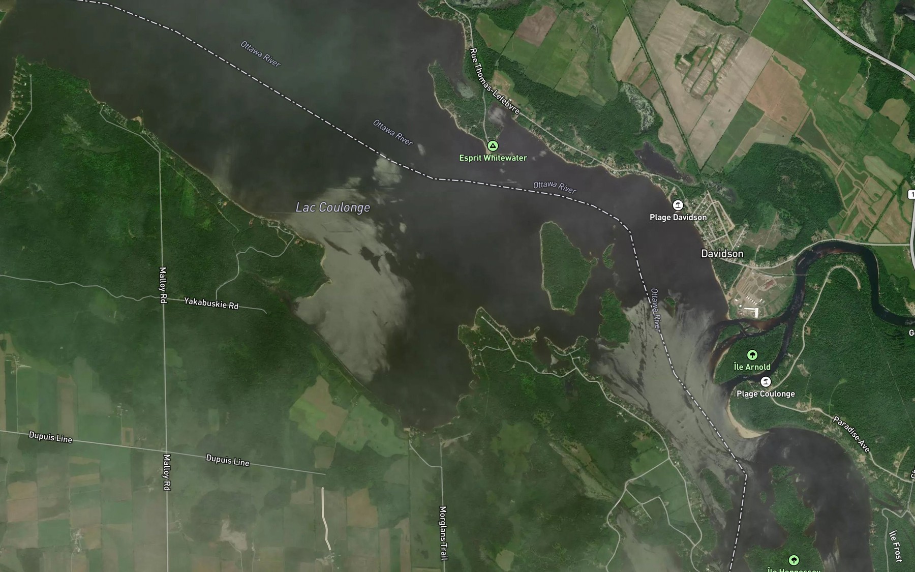 Satellite map of the Malloy Bay