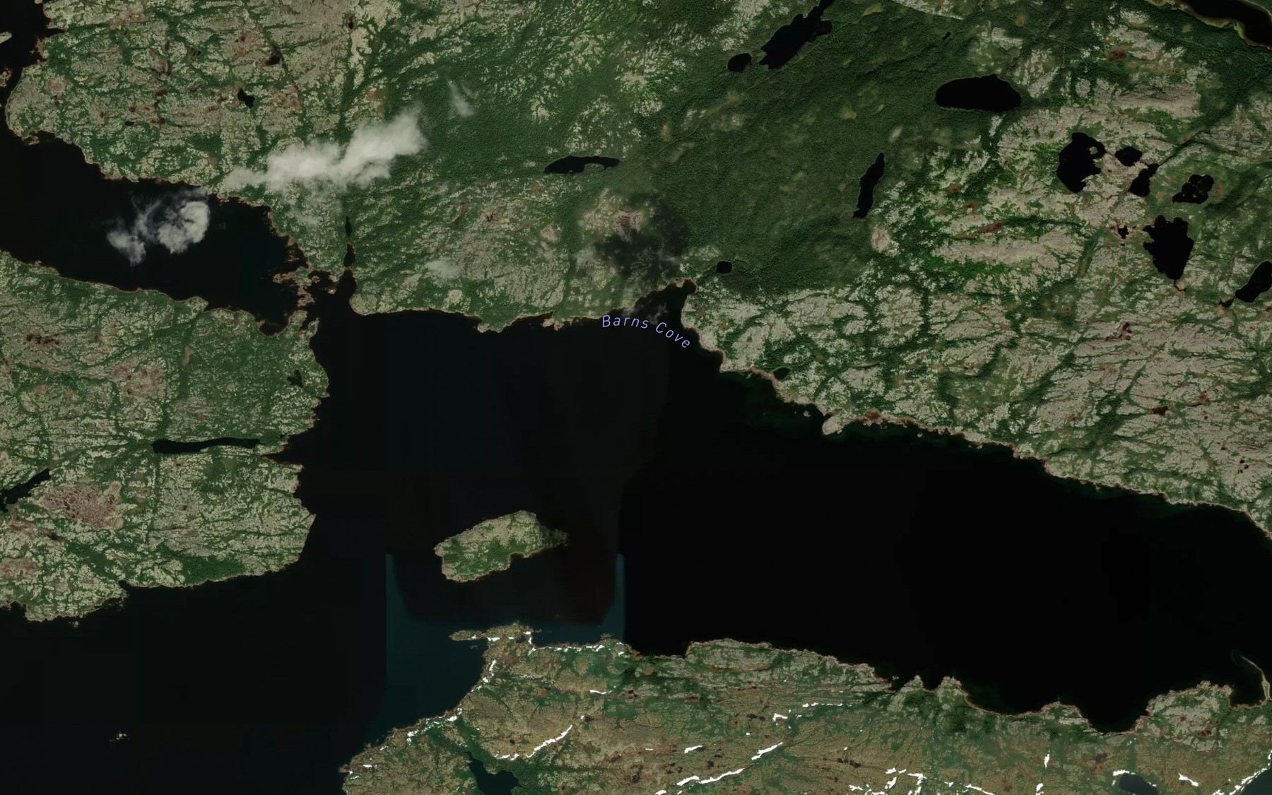 Satellite map of the Barns Cove Water