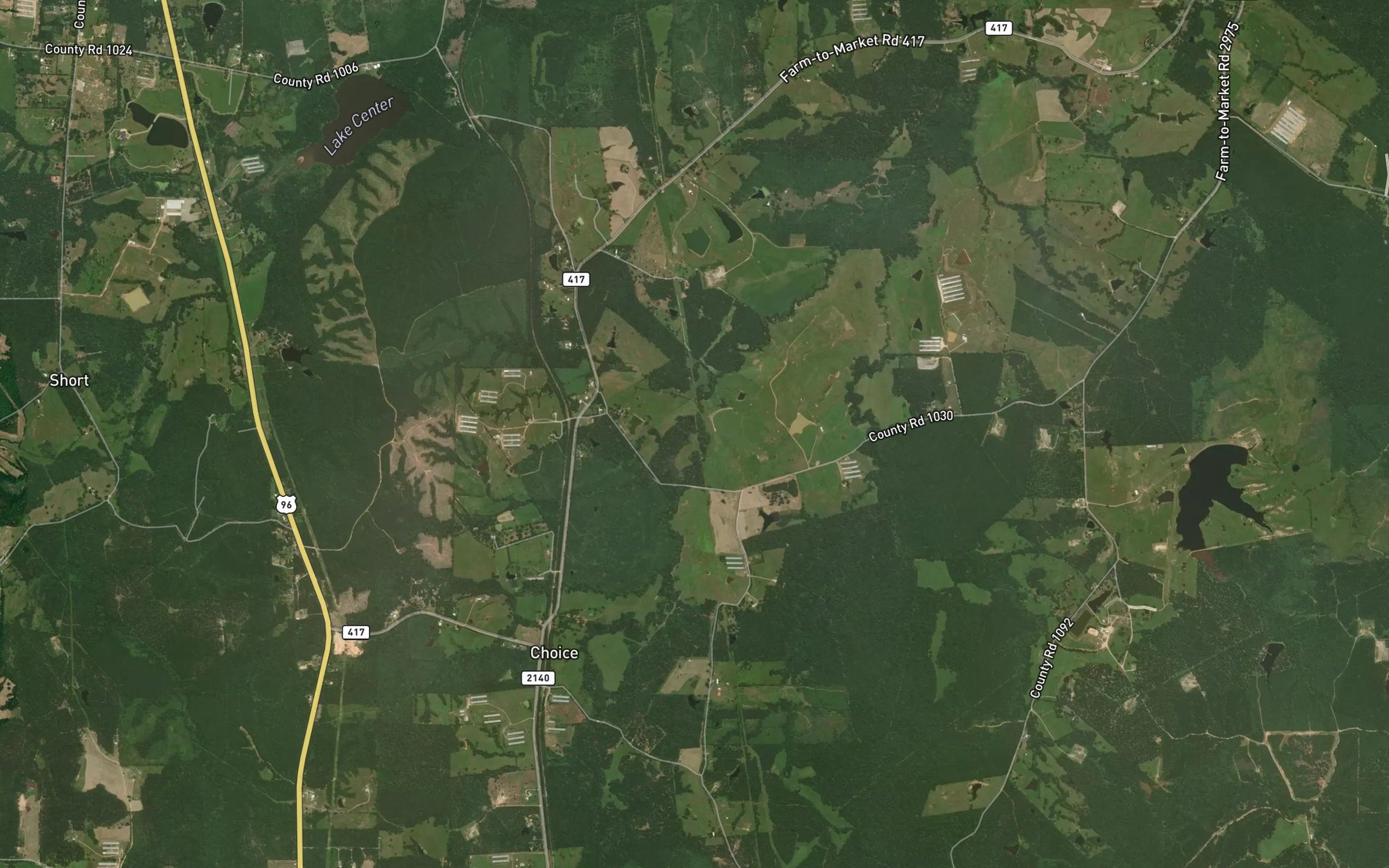 Satellite map of the Straw Creek