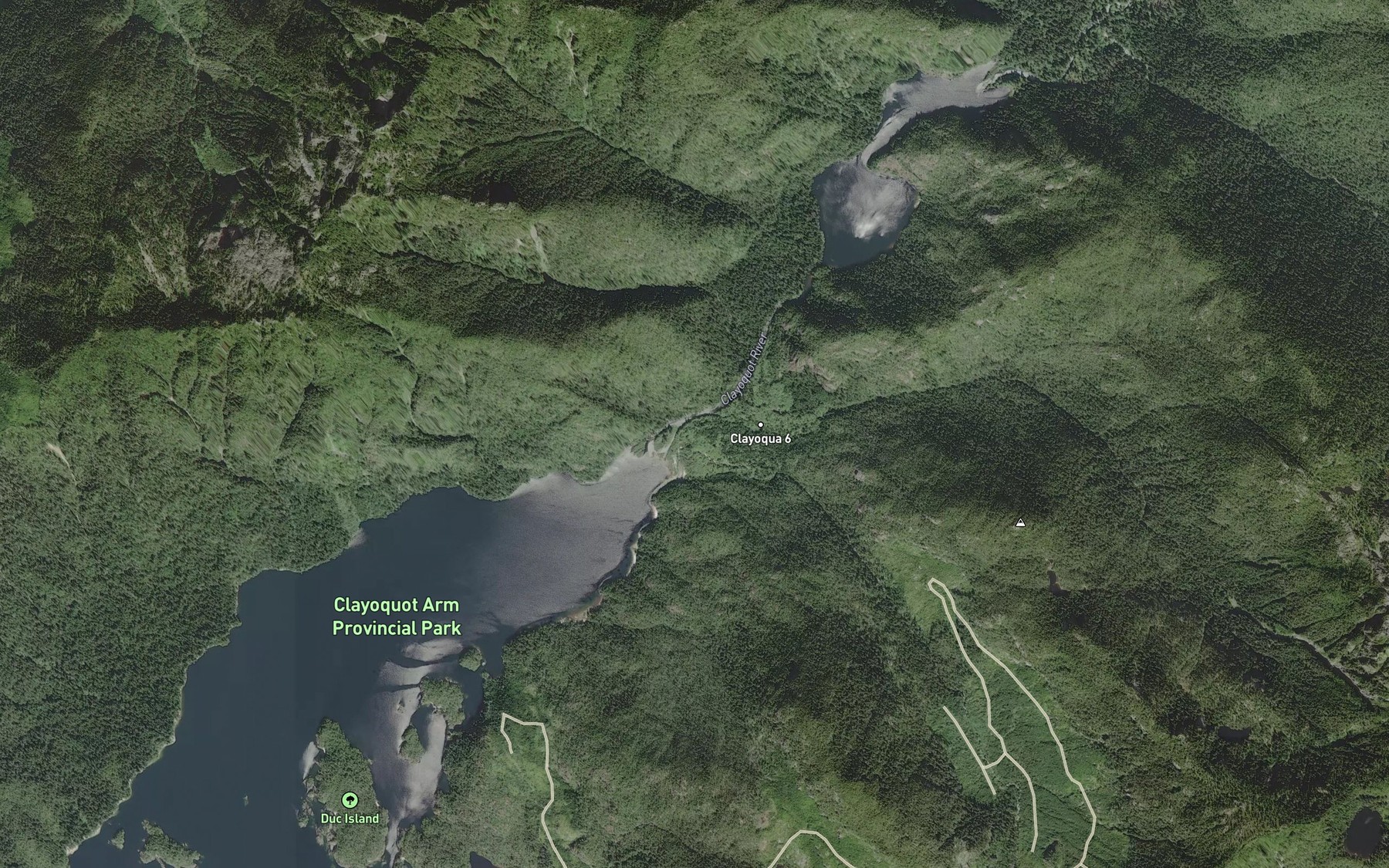 Satellite map of the Clayoquot River