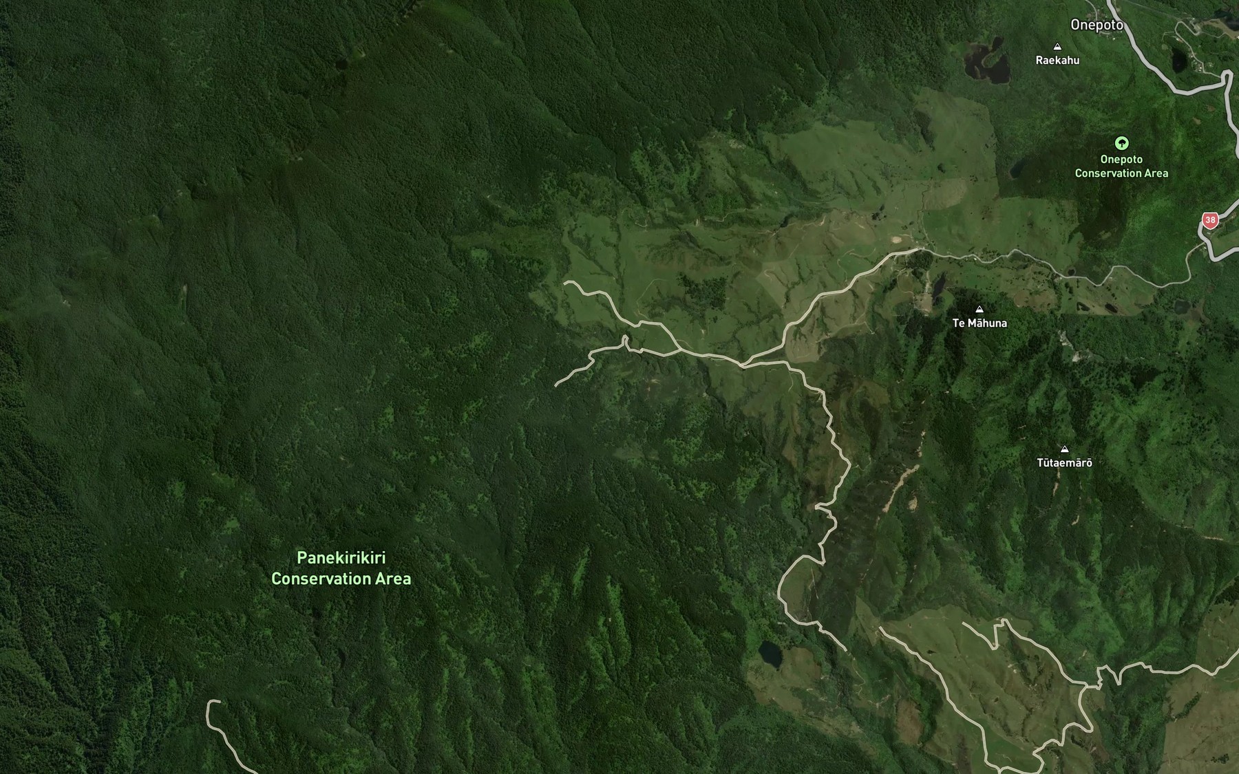 Satellite map of the Hukanui Stream
